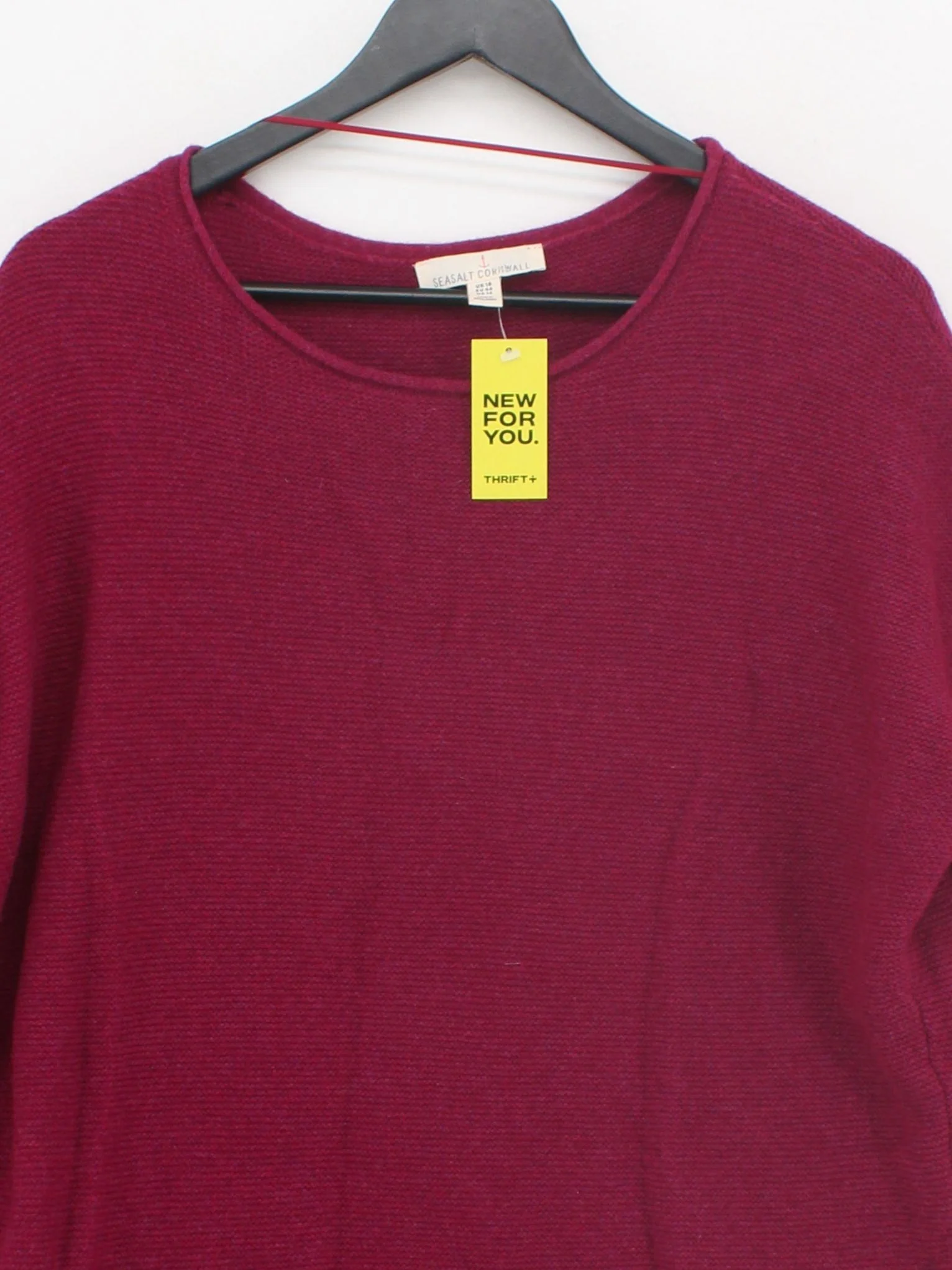 SEASALT CORNWALL Women's Jumper UK 18 Red Wool with Nylon Round Neck Pullover - Image 3