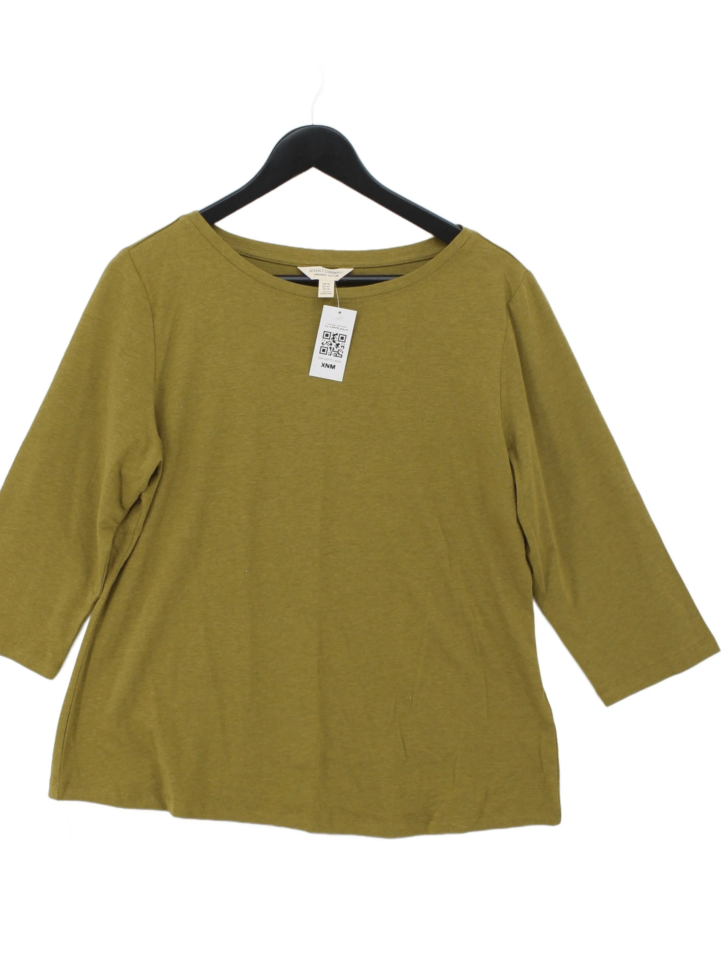 SEASALT CORNWALL Women's T-Shirt UK 16 Green Cotton with Elastane Basic
