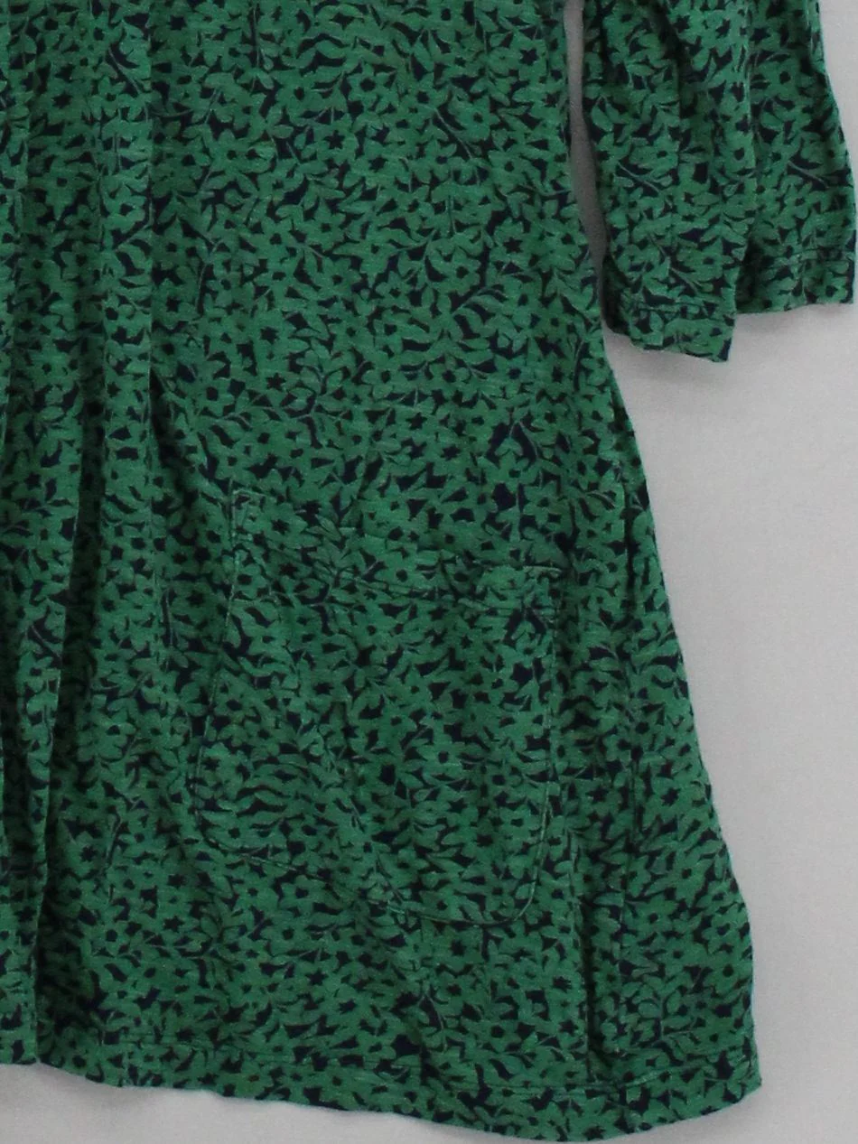 SEASALT CORNWALL Women's Top L Green 100% Cotton 3/4 Sleeve Round Neck Tunic - Image 4