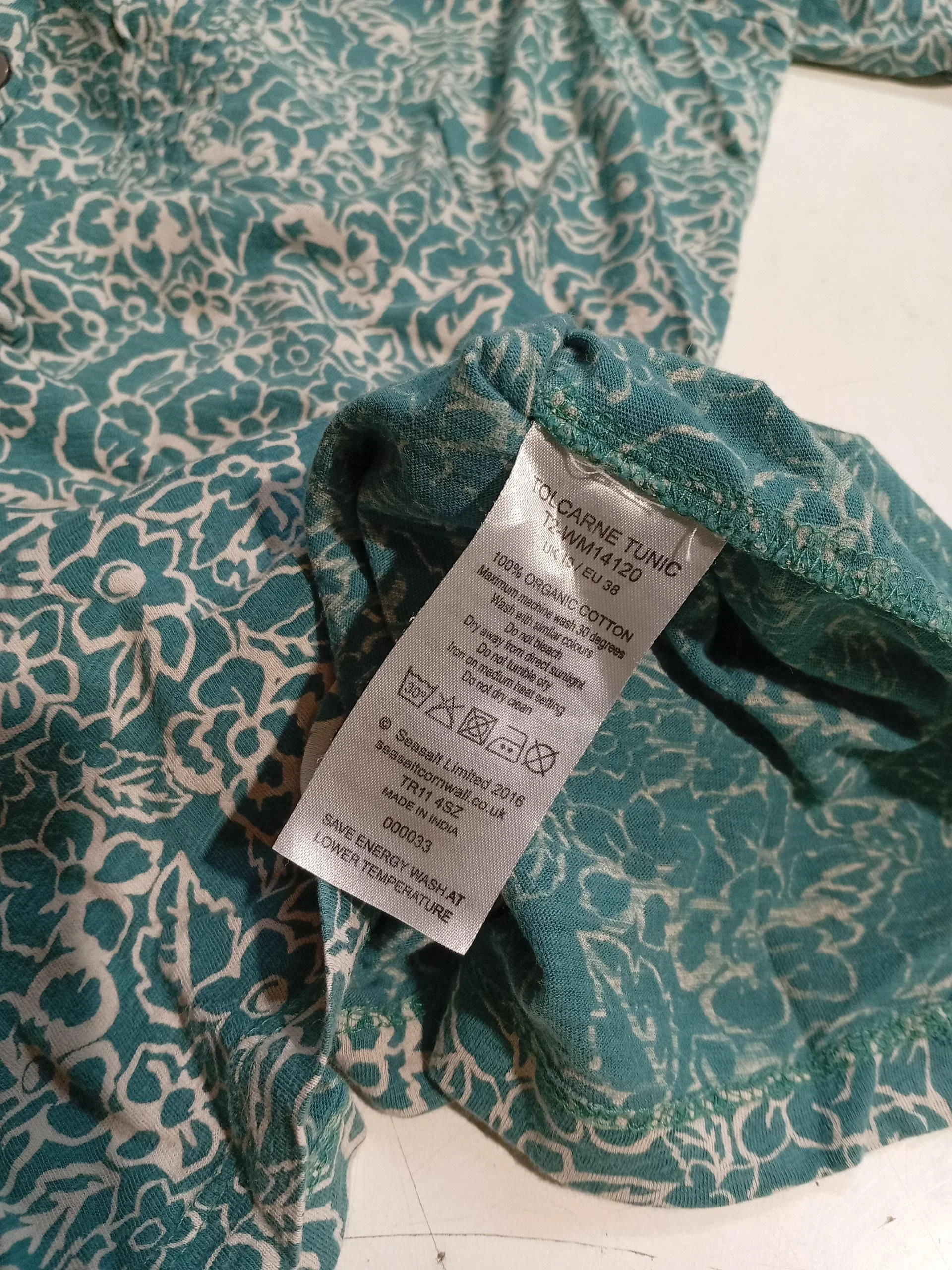 SEASALT CORNWALL Women's Top UK 10 Green 100% Cotton Tunic - Image 6