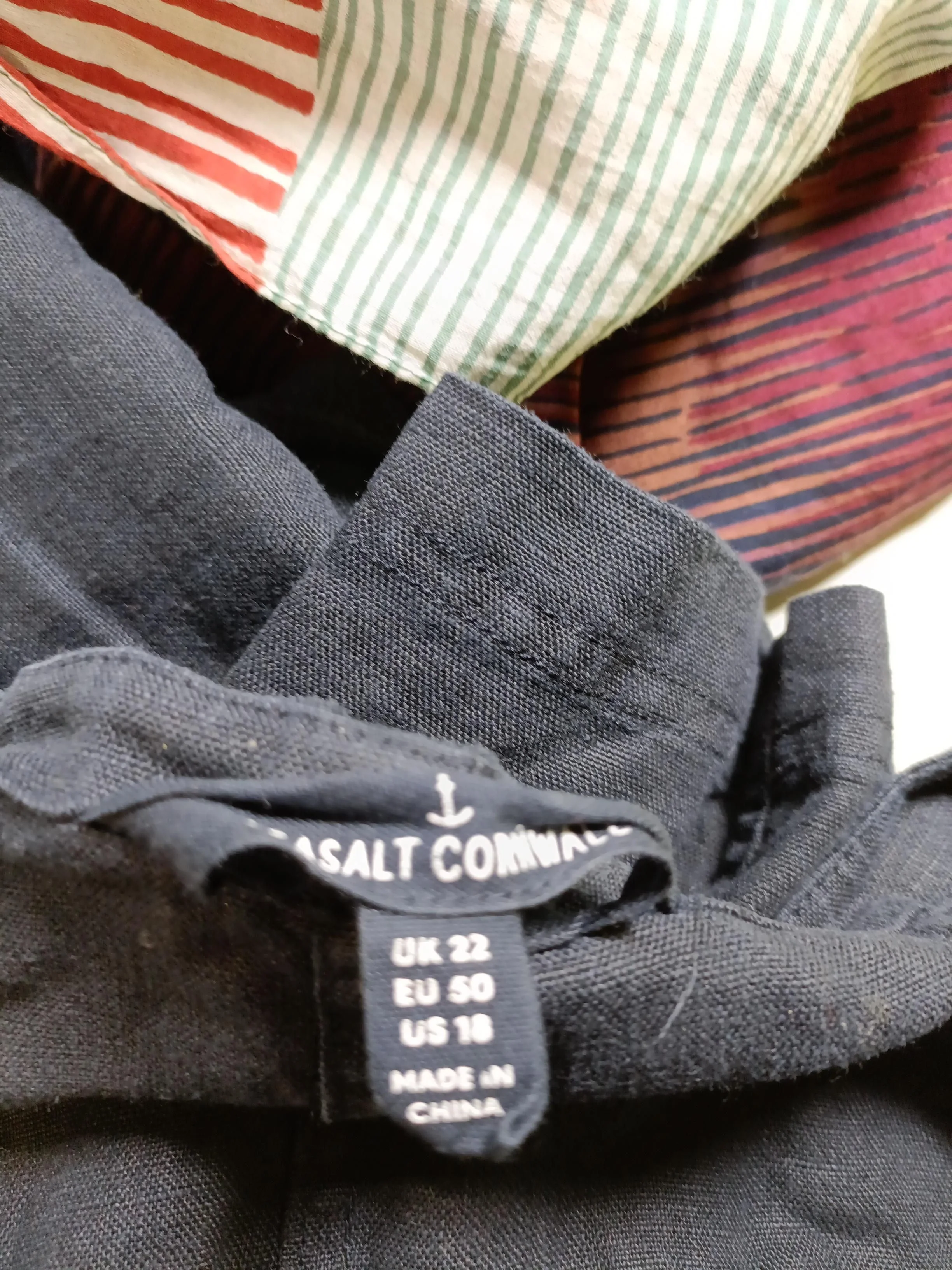 SEASALT CORNWALL Women's Top UK 22 Black 100% Linen 3/4 Sleeve Round Neck Tunic - Image 6