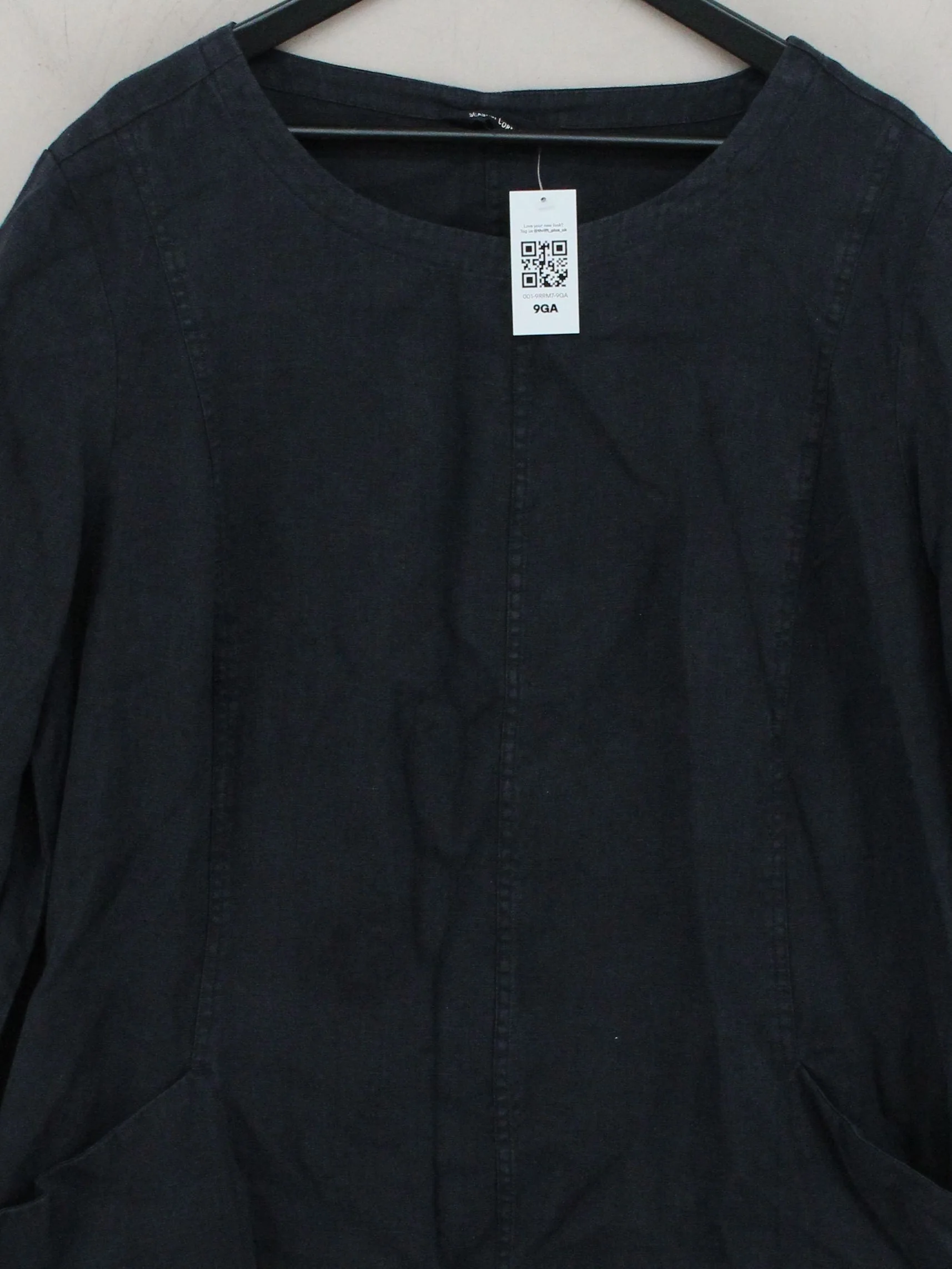 SEASALT CORNWALL Women's Top UK 22 Black 100% Other 3/4 Sleeve Round Neck Basic - Image 3