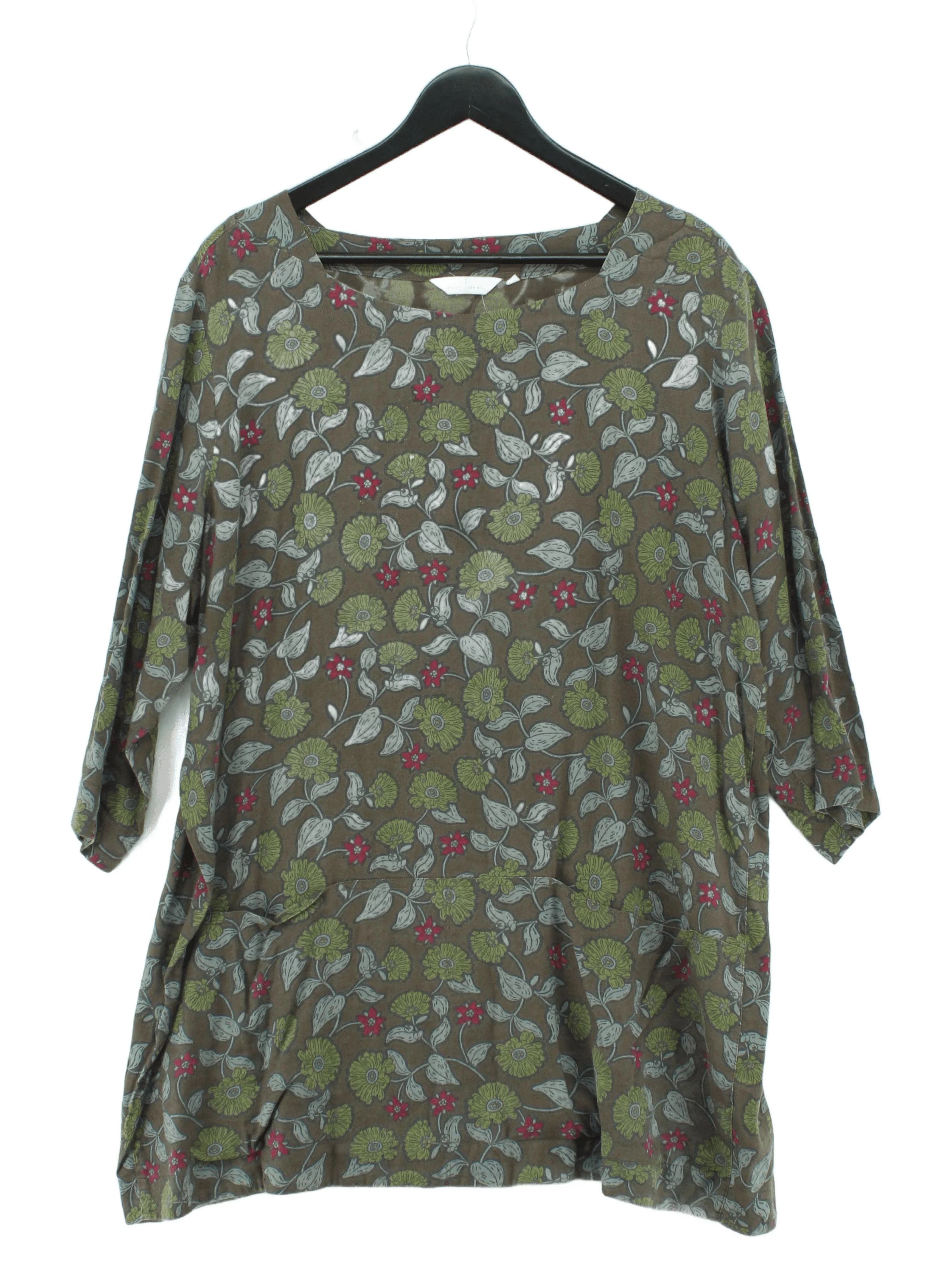 SEASALT CORNWALL Women's Top UK 22 Brown Cotton with Viscose Tunic