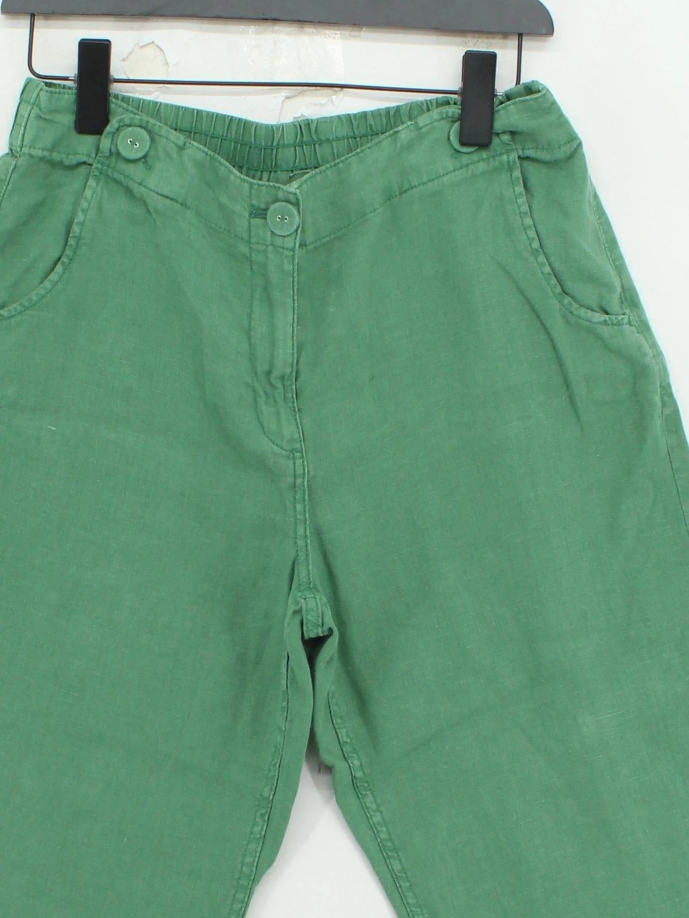 SEASALT CORNWALL Women's Trousers UK 12 Green 100% Cotton Wide-Leg Capri - Image 3