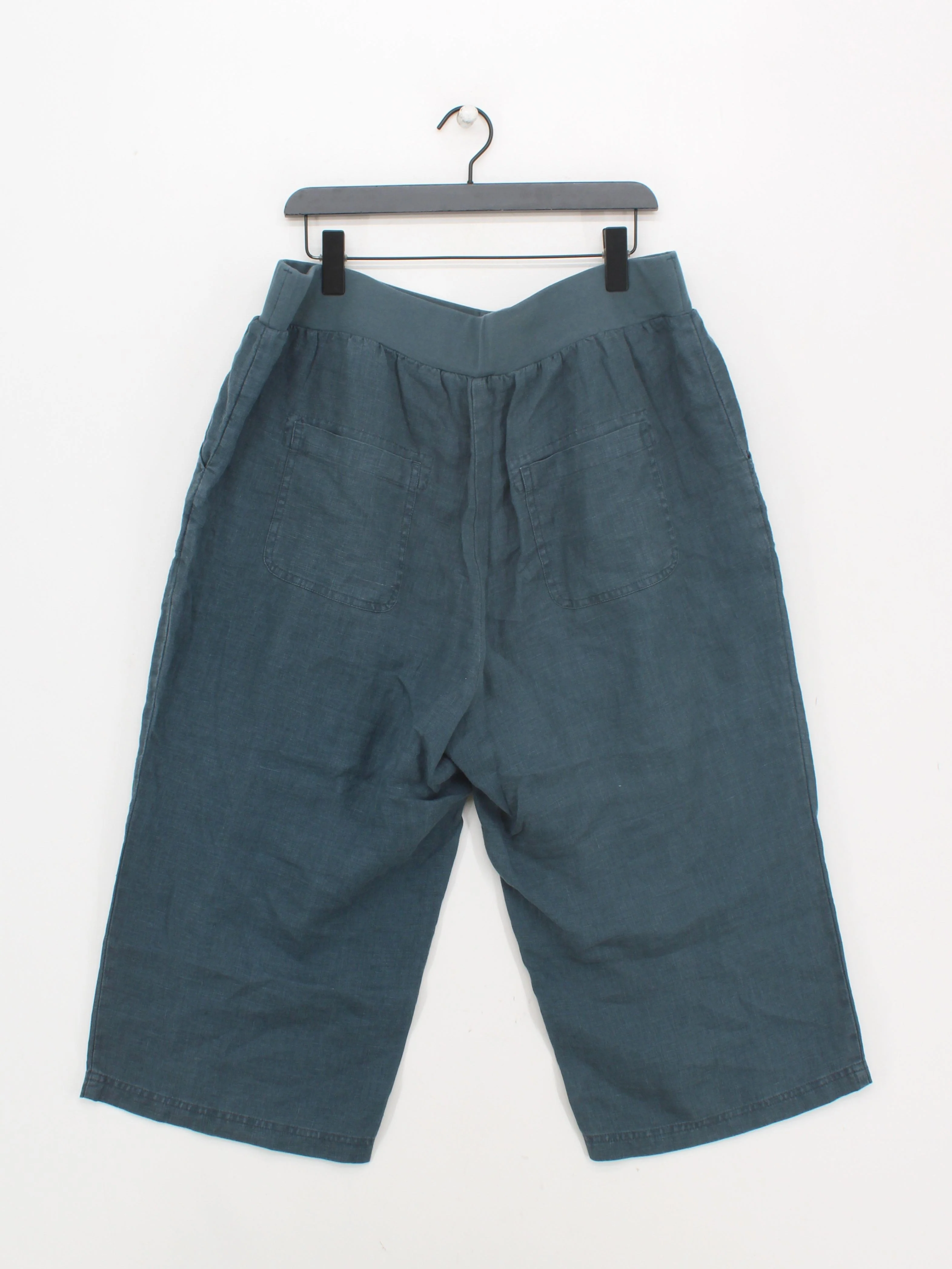 SEASALT CORNWALL Women's Trousers UK 20 Blue Linen with Elastane Wide-Leg Capri - Image 2