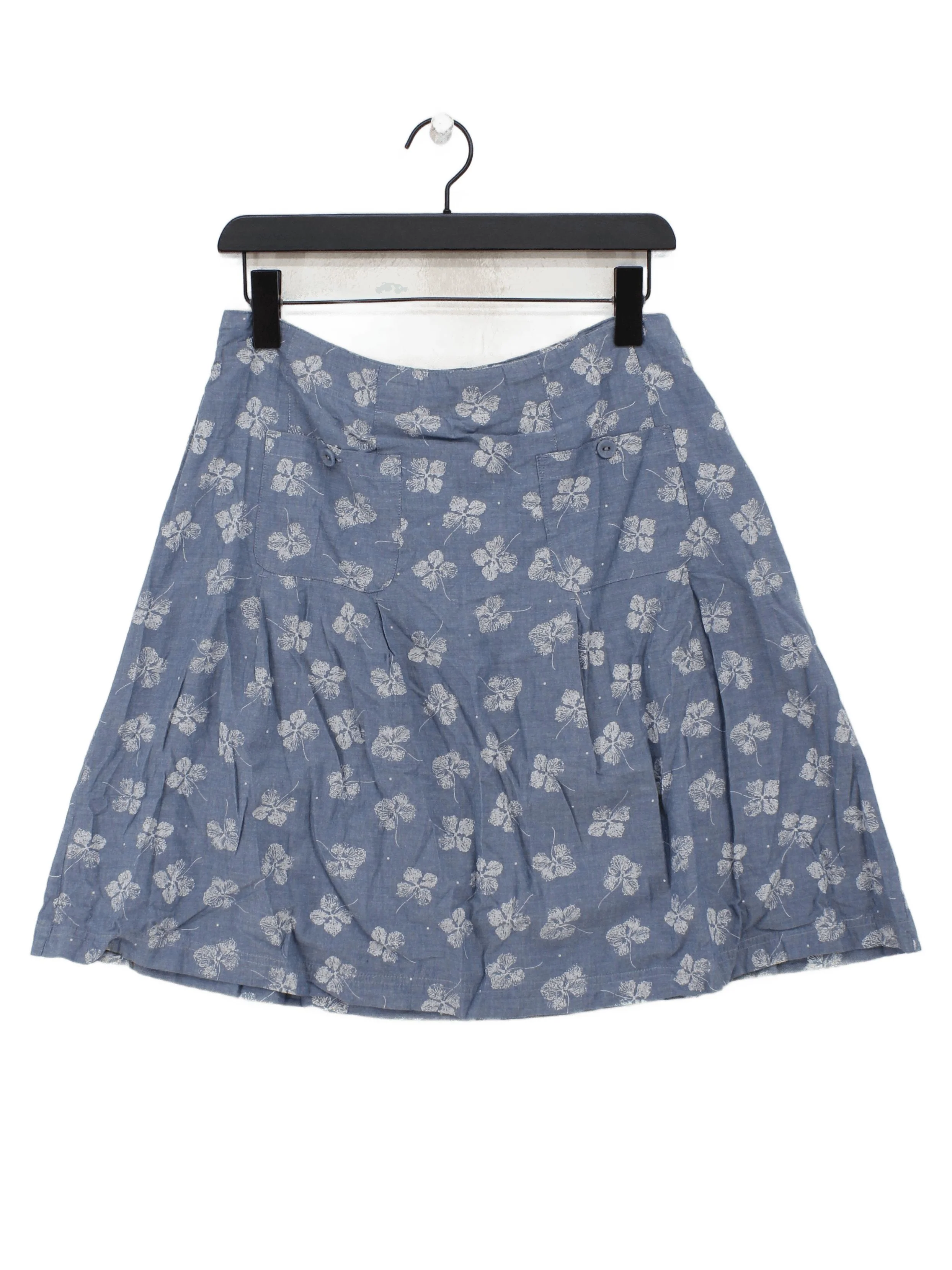 Seasalt Women's Mini Skirt UK 12 Blue Floral Cotton with Polyester Short Mini