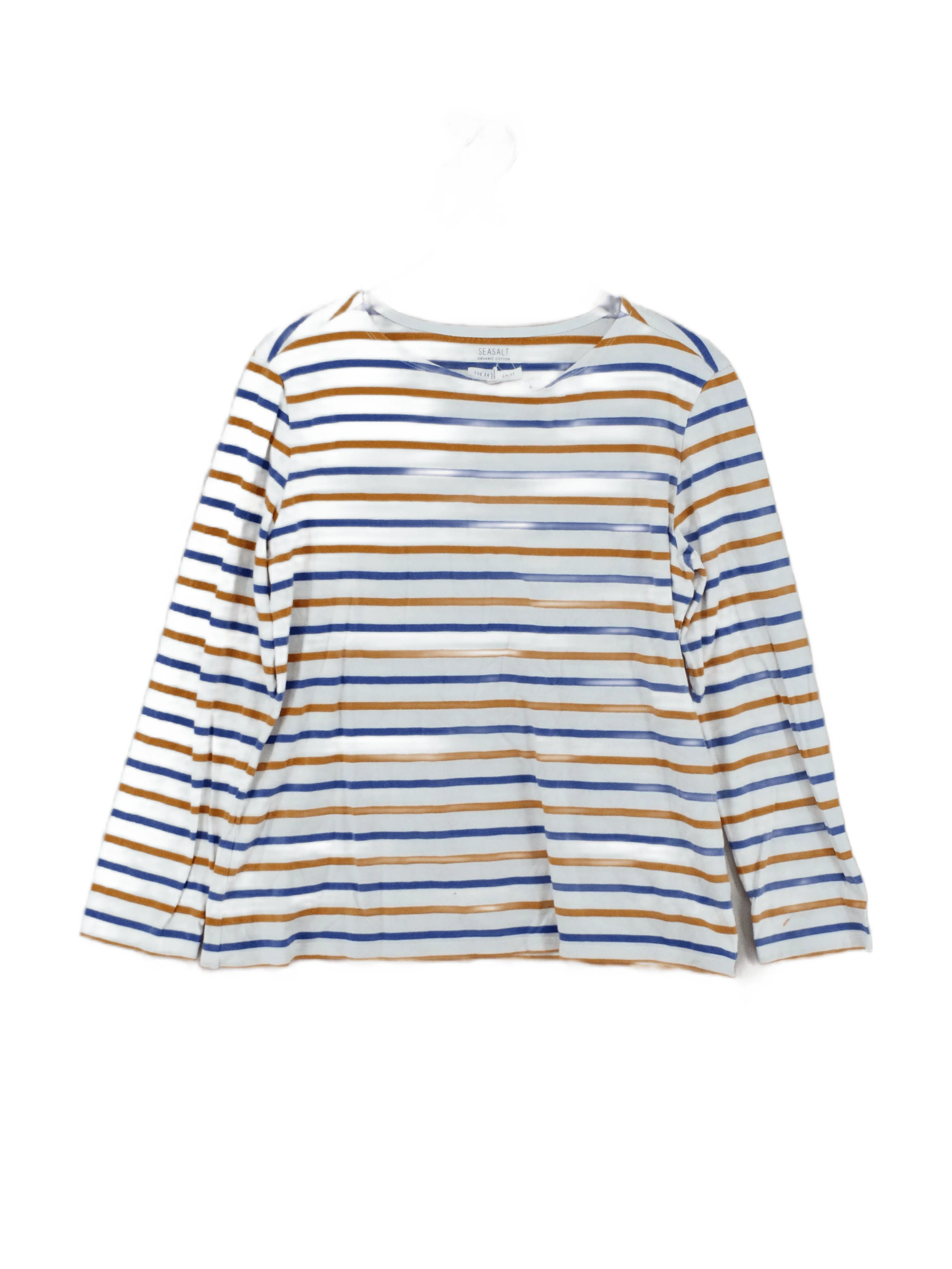 Seasalt Women's Top XL Multi Striped 100% Cotton Long Sleeve Round Neck Basic