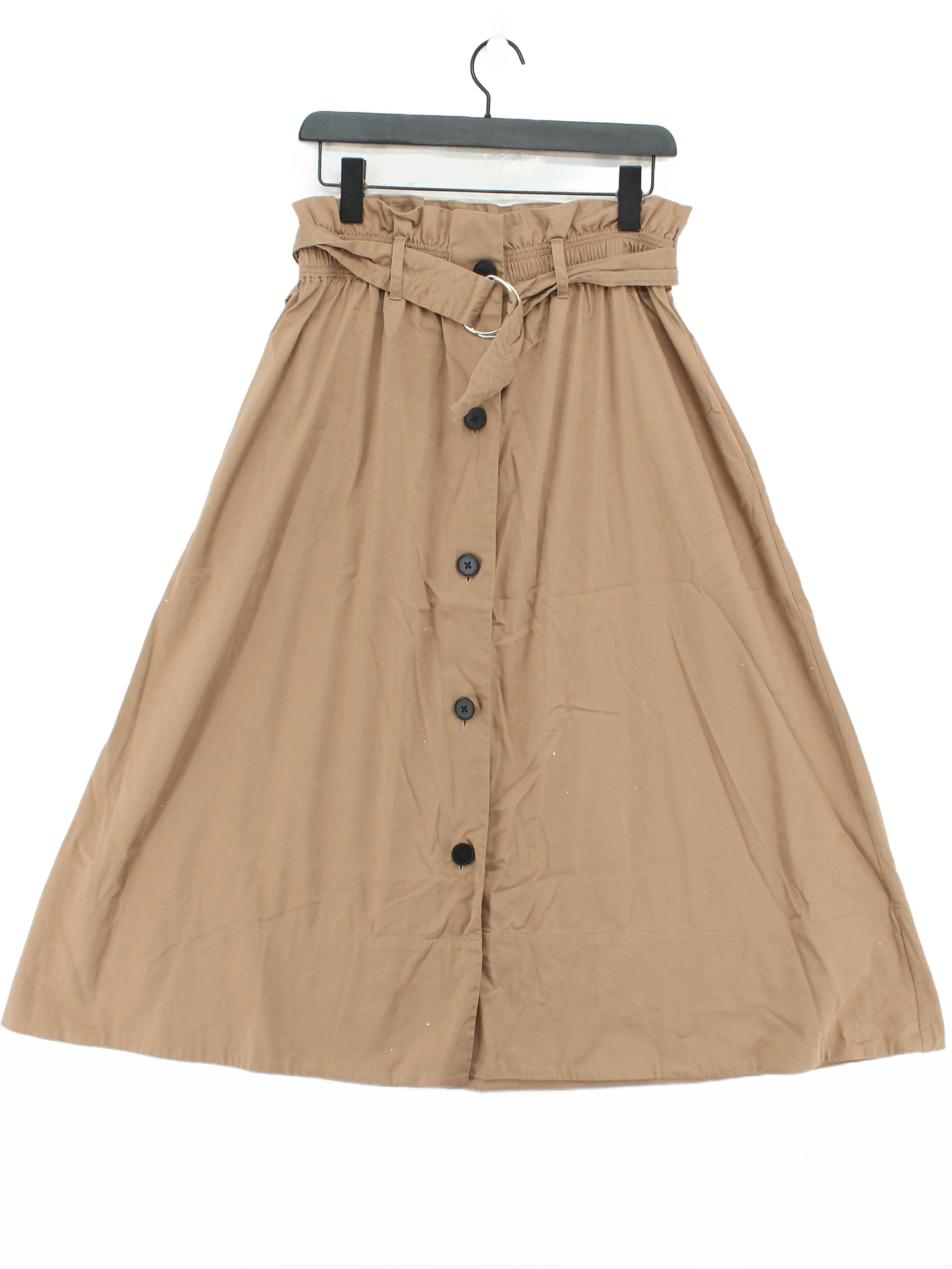 Second Female Women's Midi Skirt L Tan Cotton with Polyamide, Elastane A-Line