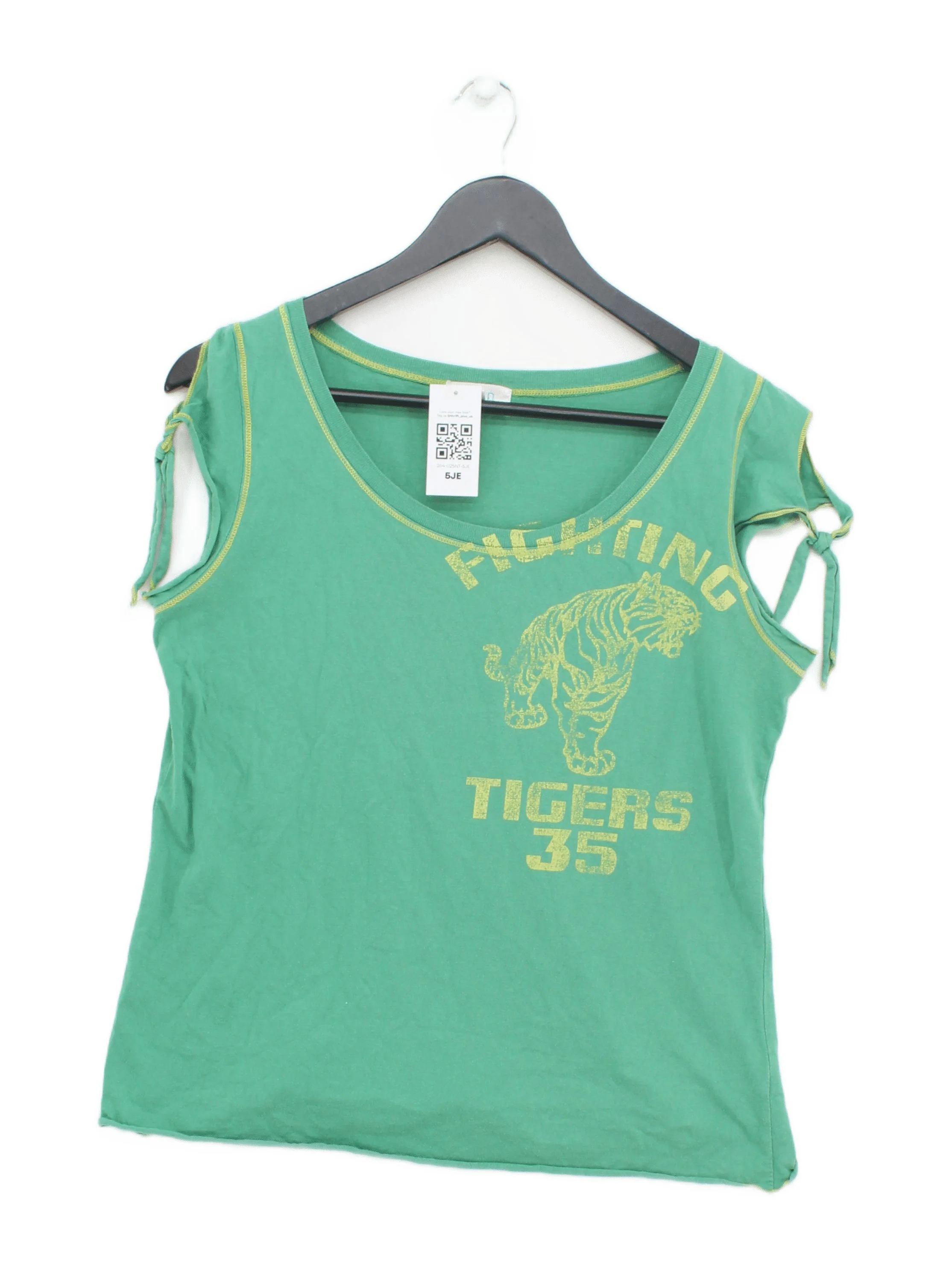Seed Women's T-Shirt XL Green Graphic 100% Cotton Sleeveless Round Neck Basic