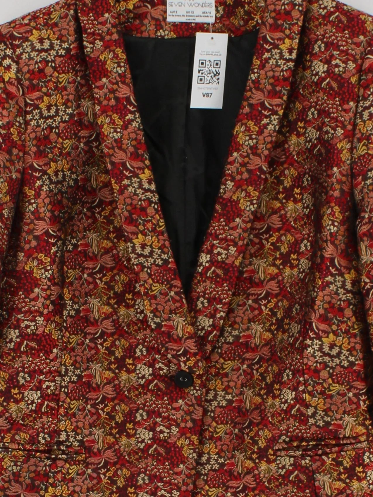 Seven Wonders Women's Blazer UK 12 Multi Floral 100% Polyester Overcoat - Image 3