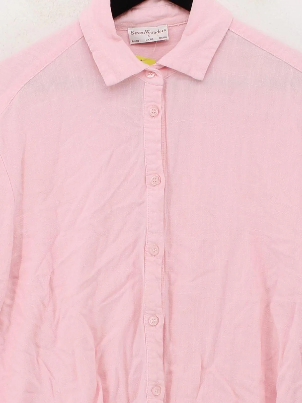 Seven Wonders Women's Shirt S Pink Rayon with Linen Long Sleeve Collared Basic - Image 3