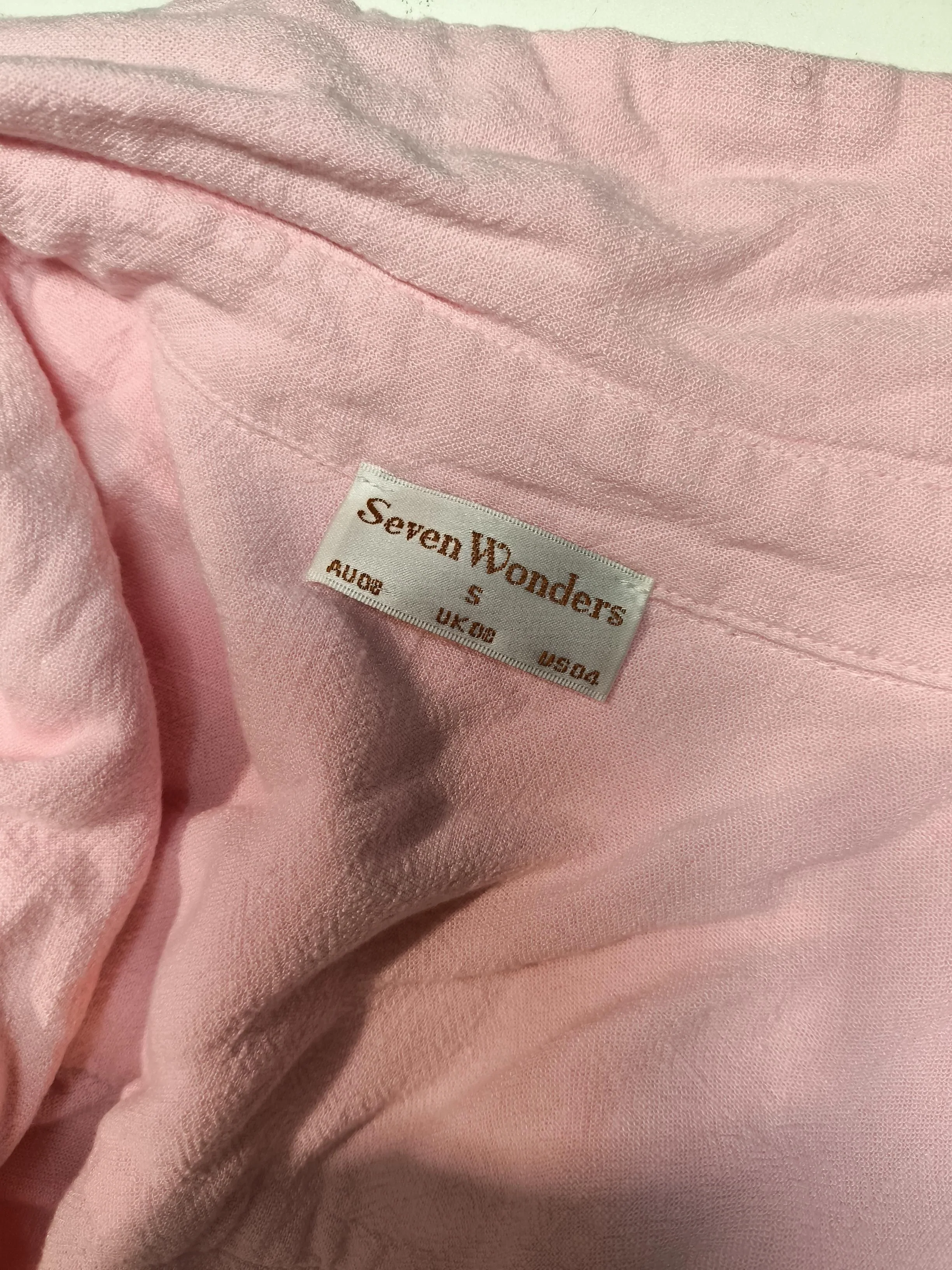 Seven Wonders Women's Shirt S Pink Rayon with Linen Long Sleeve Collared Basic - Image 5