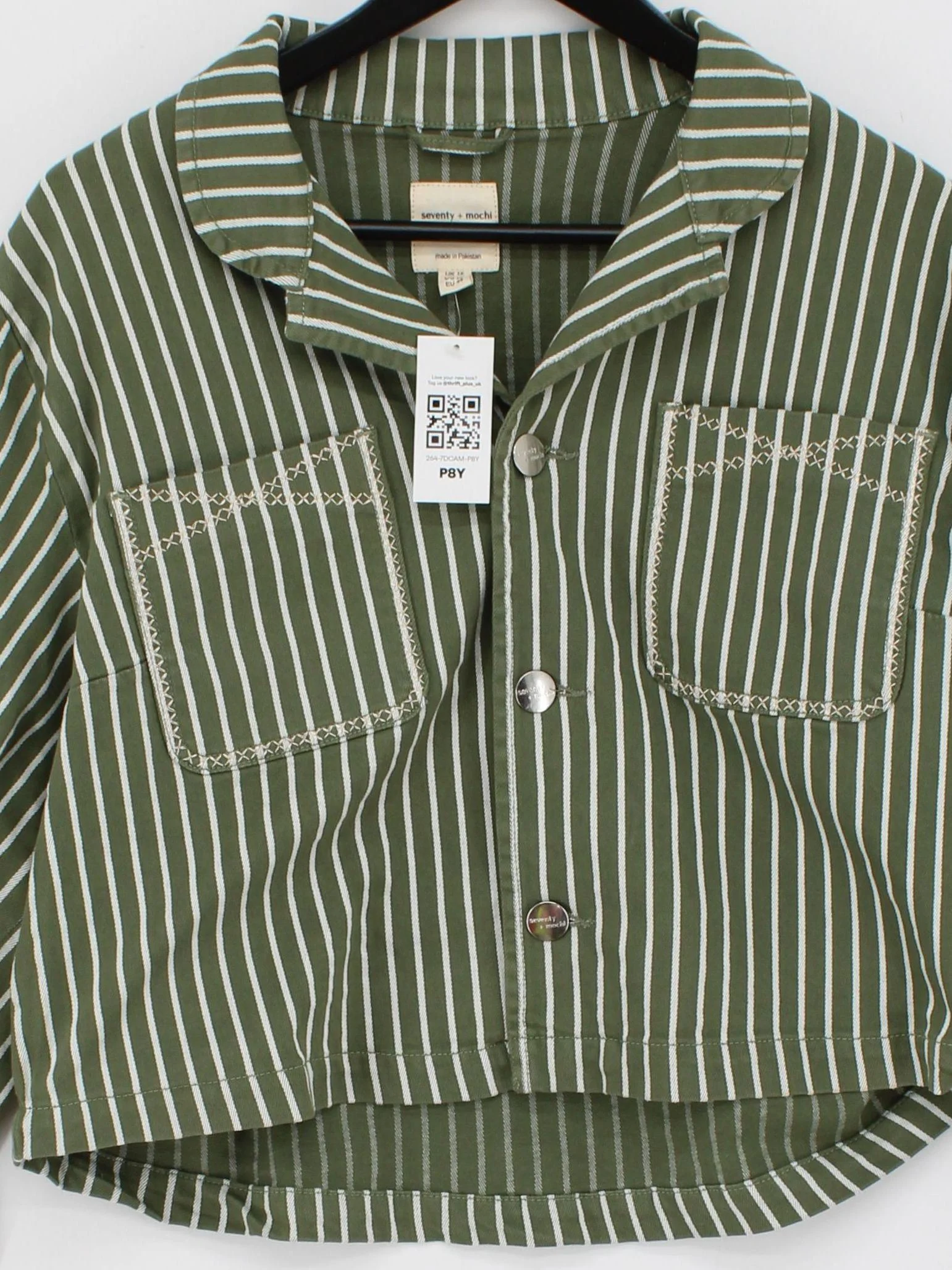 Seventy + Mochi Women's Shirt UK 16 Green Cotton with Polyester, Elastane Basic - Image 3
