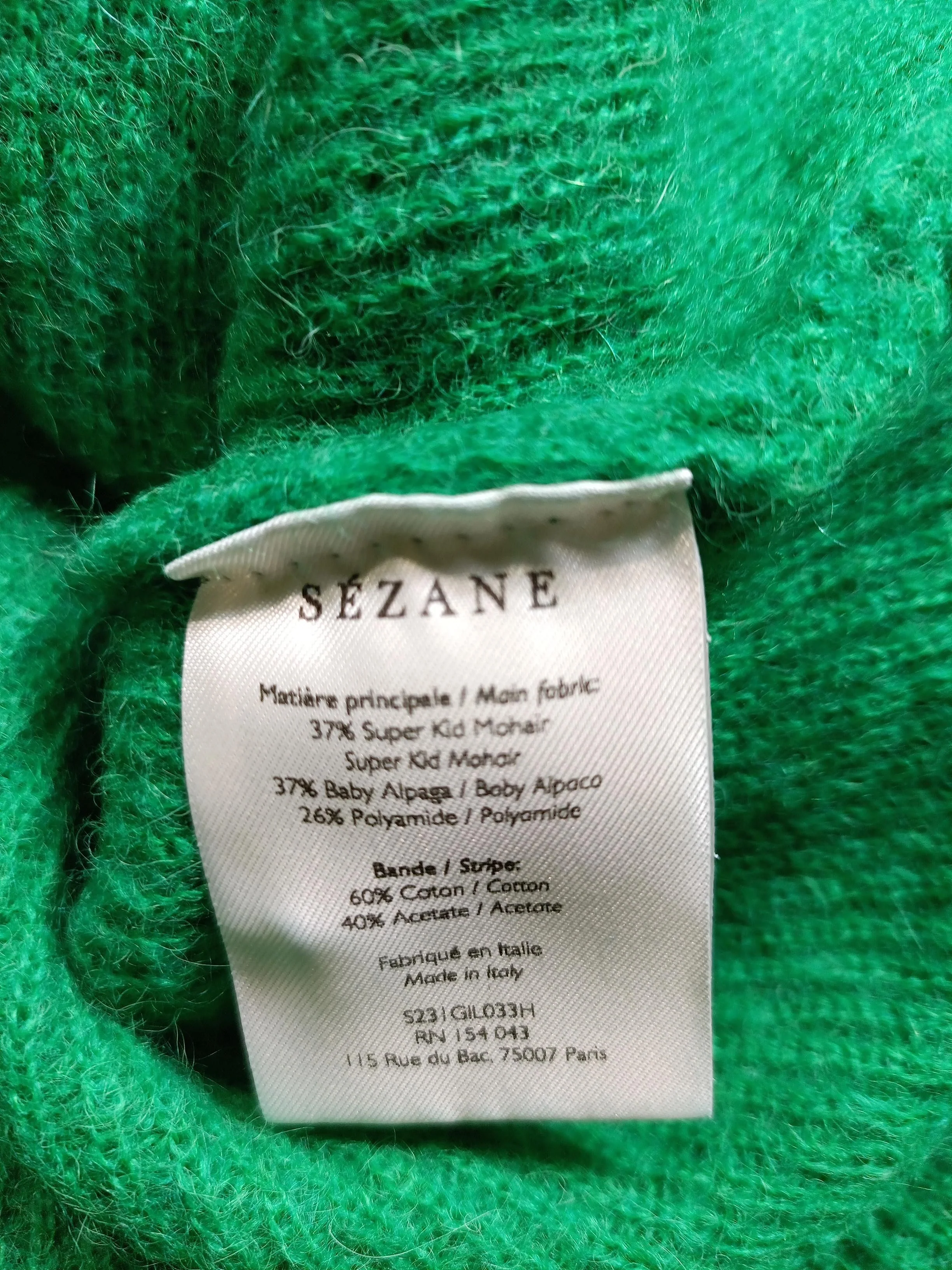 Sezane Women's Cardigan XS Green Mohair with Other, Polyamide V-Neck Cardigan - Image 6