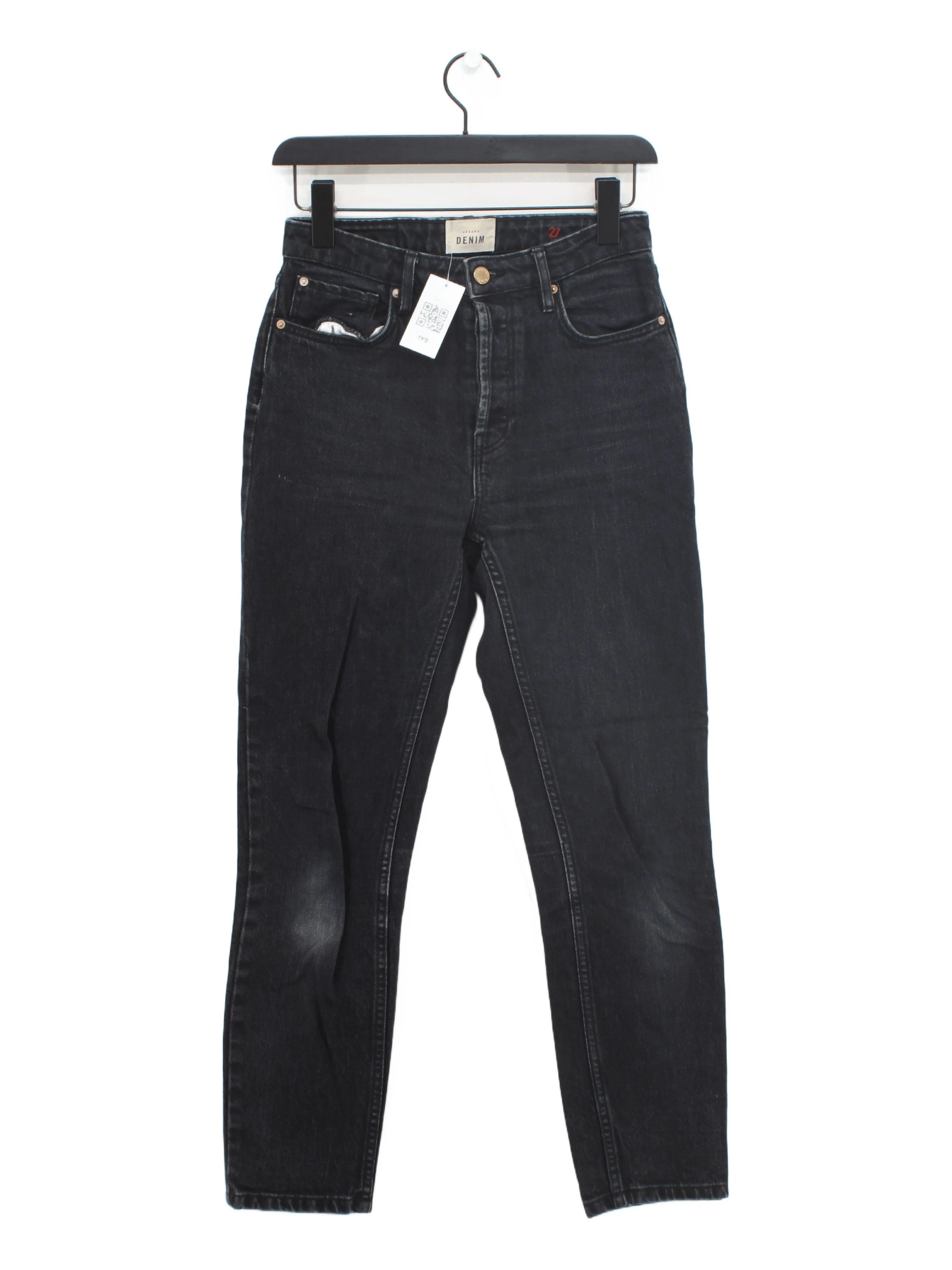 Sezane Women's Jeans W 27 in Black Cotton with Elastane Mom