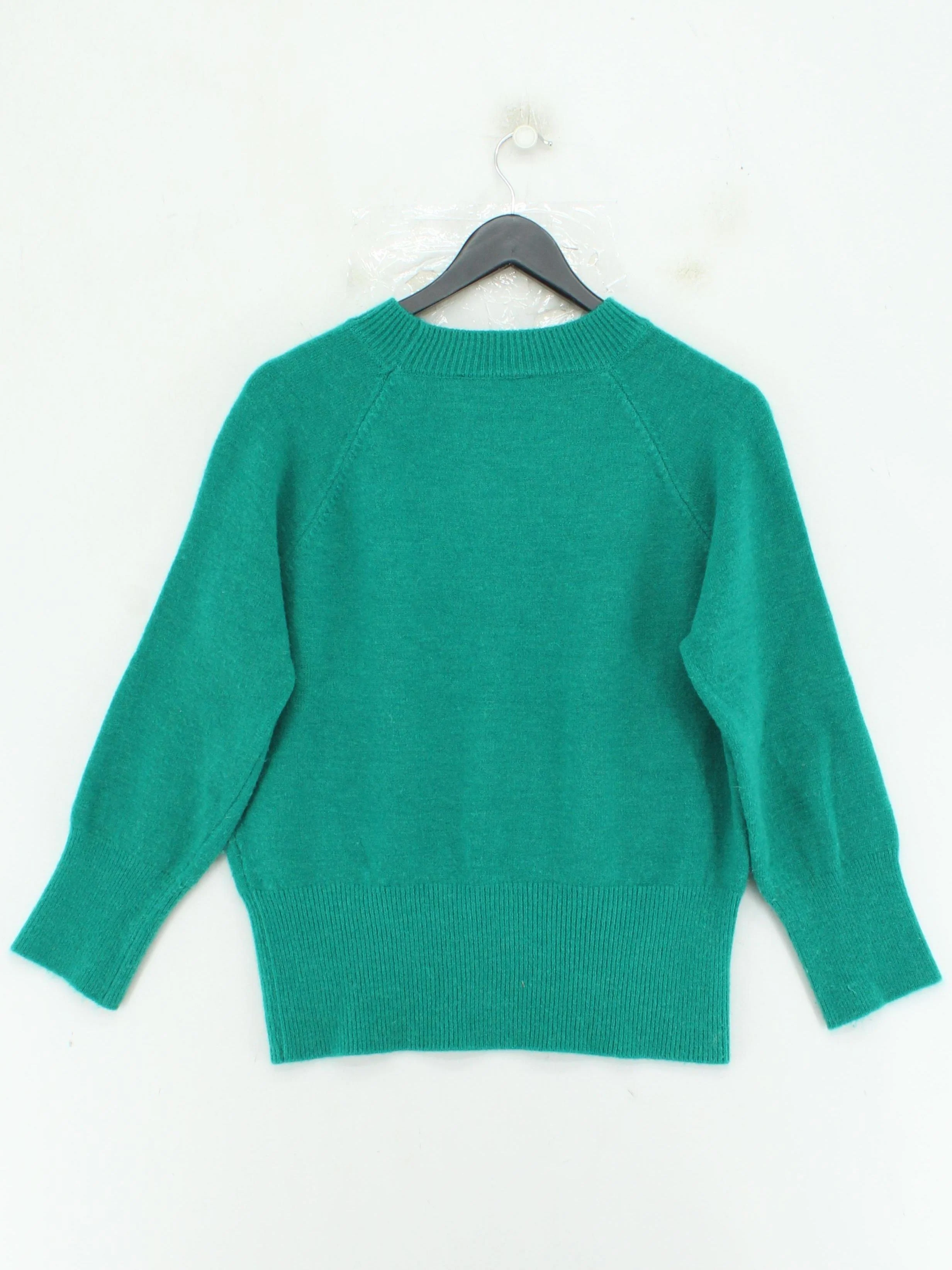 Sezane Women's Jumper M Green Wool with Polyamide Crew Neck Pullover - Image 2