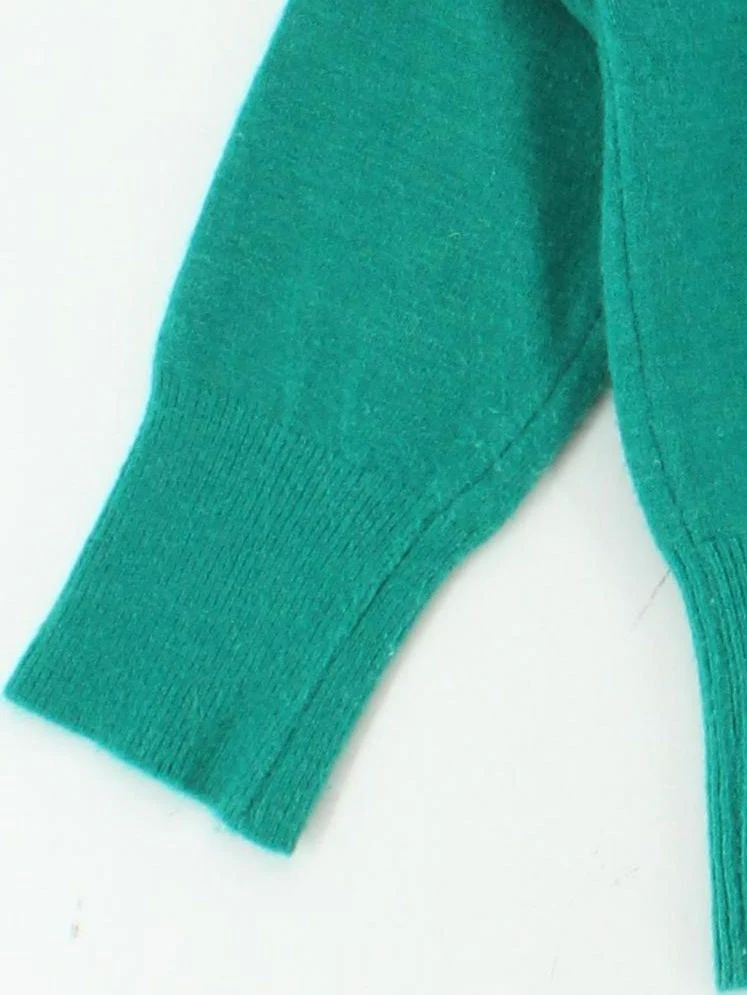 Sezane Women's Jumper M Green Wool with Polyamide Crew Neck Pullover - Image 4