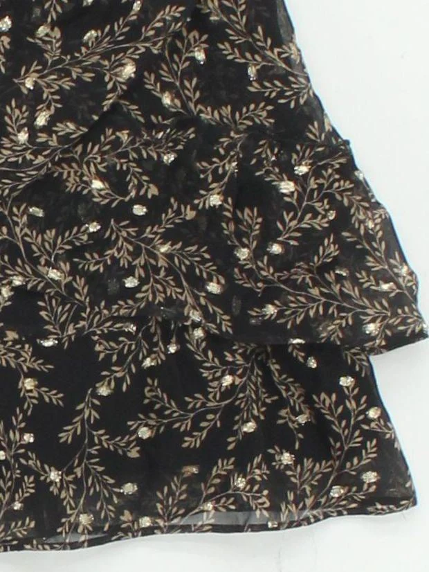 Sezane Women's Mini Skirt UK 6 Black Floral Viscose with Silk Short Mini - Image 4