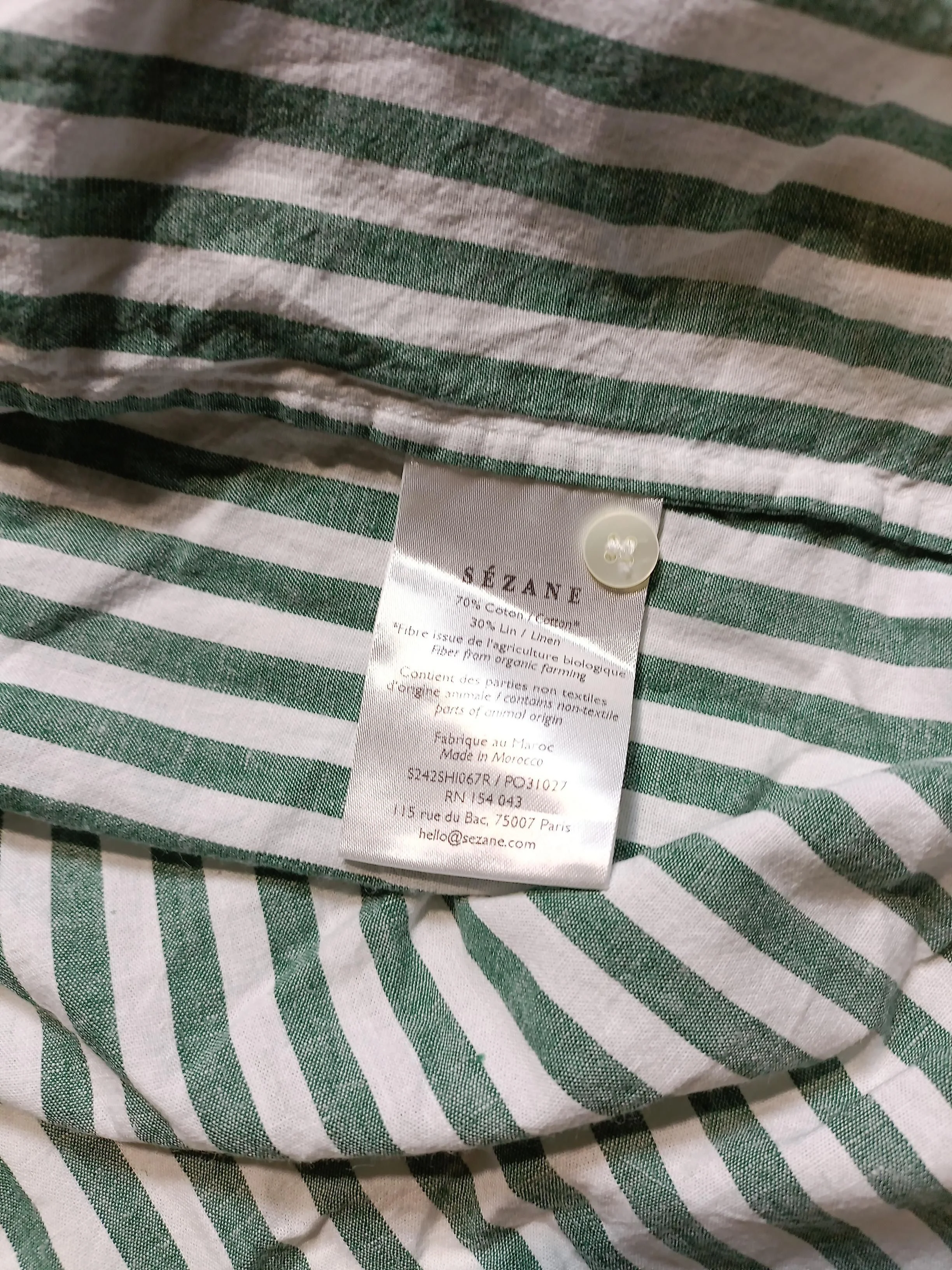 Sezane Women's Shirt UK 12 Multi Cotton with Linen Basic - Image 6