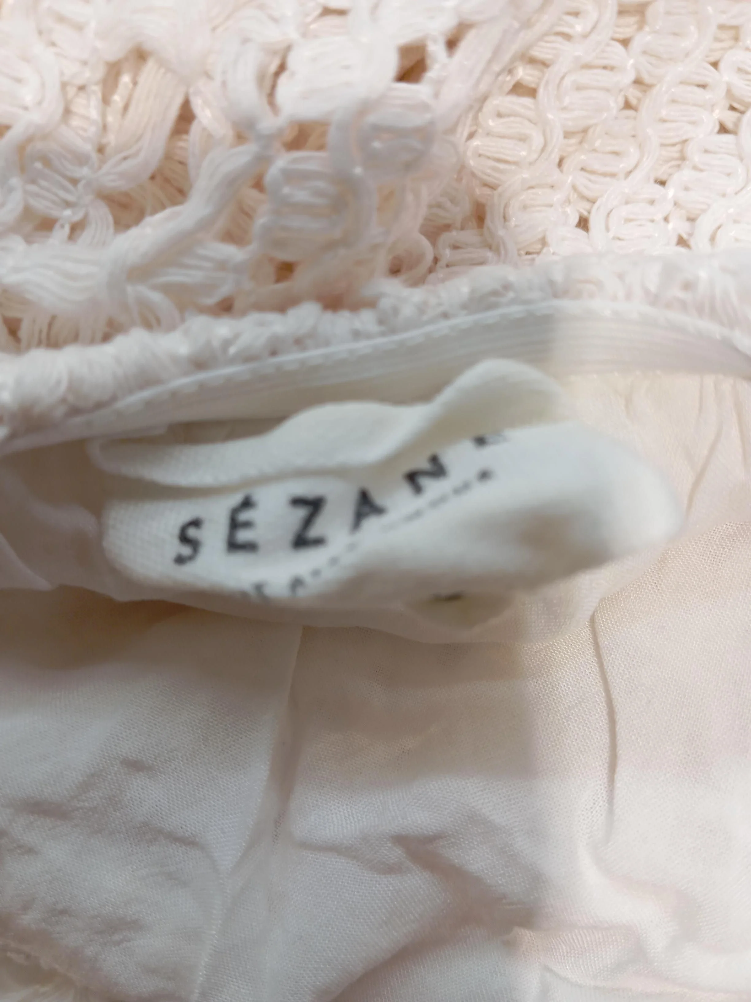 Sezane Women's Top XL Cream Polyester with Cotton, Viscose Basic - Image 6
