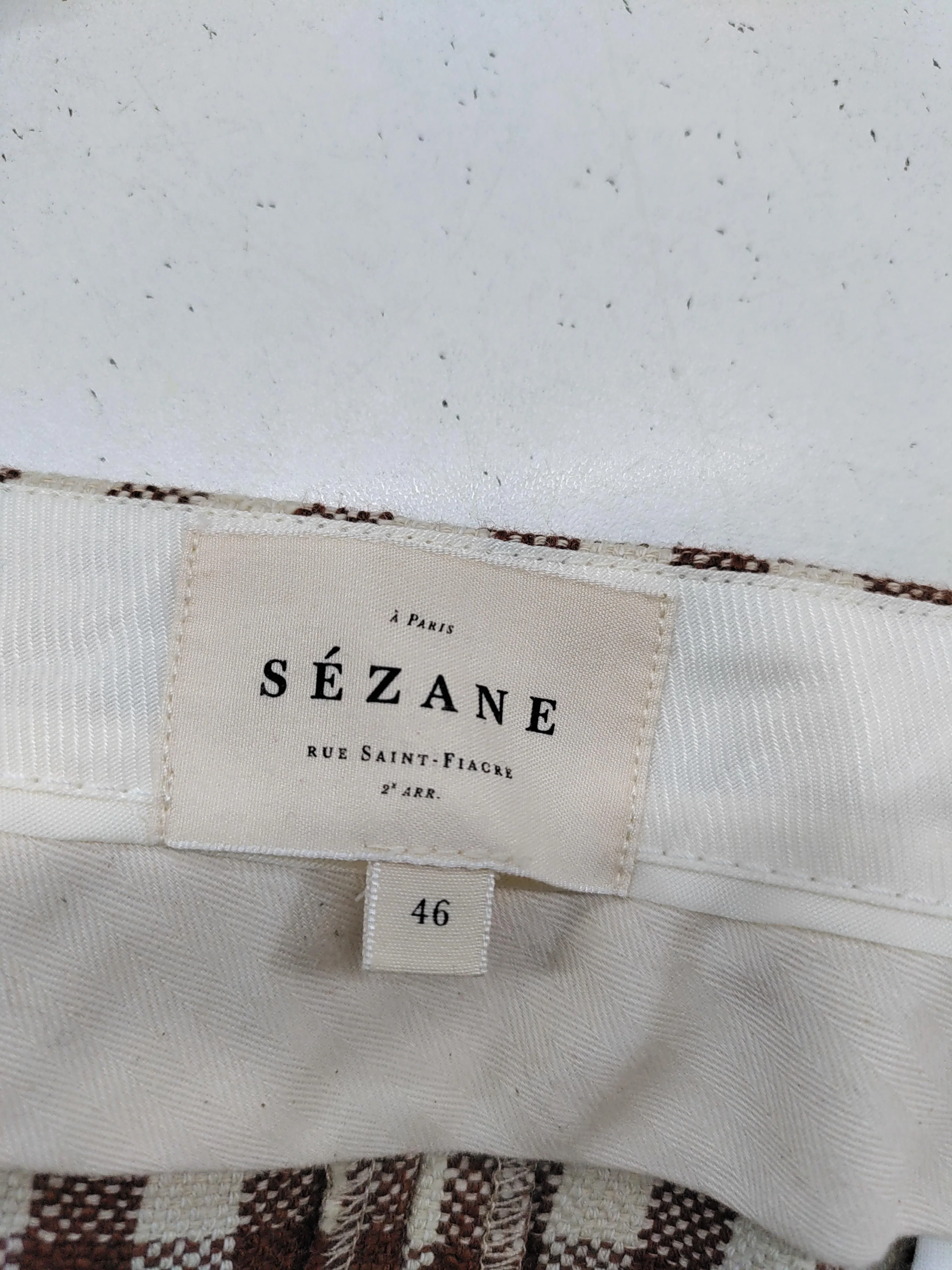 Sezane Women's Trousers UK 18 Brown Cotton with Linen, Elastane Cropped - Image 5