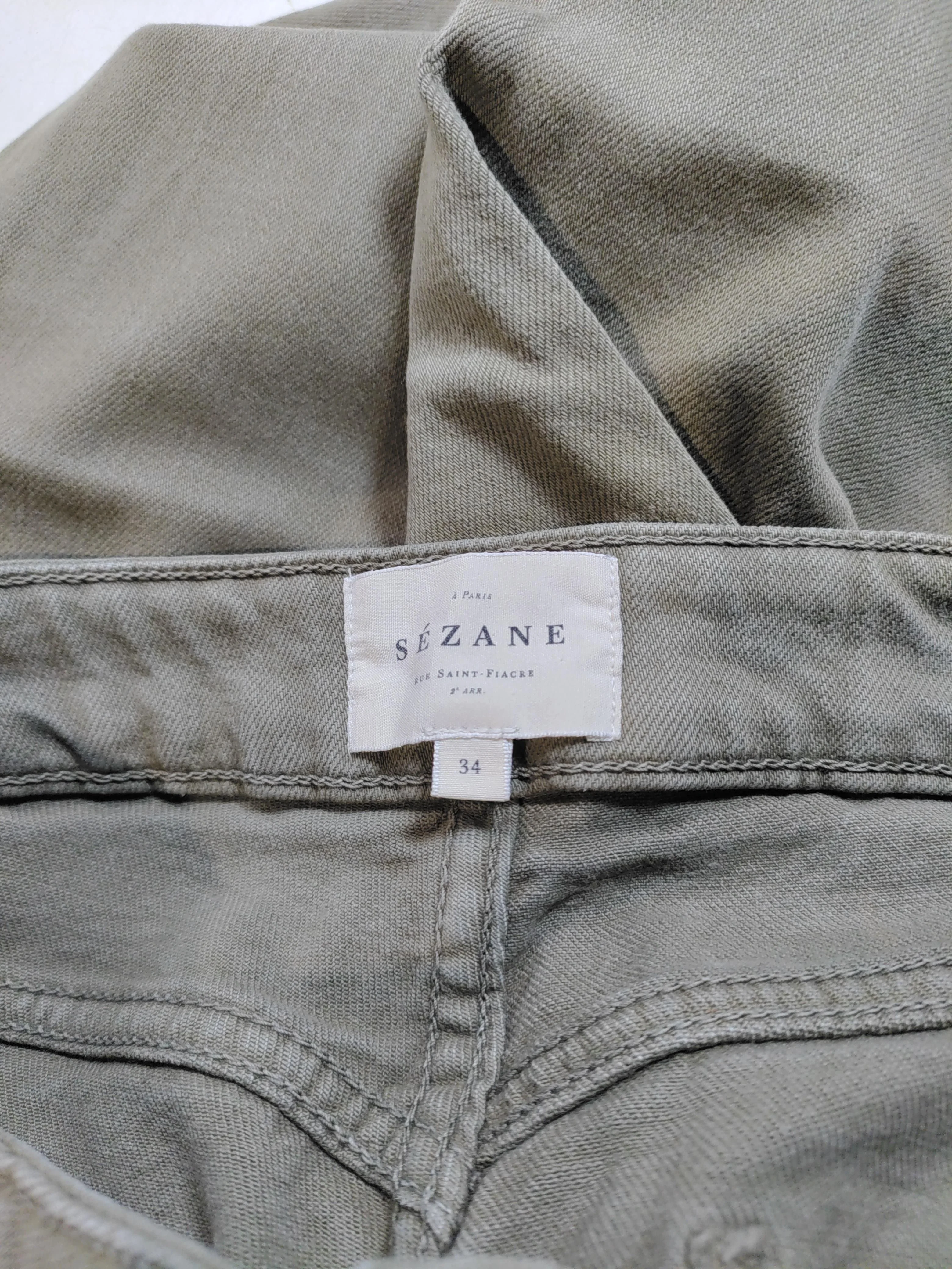 Sezane Women's Trousers UK 6 Green 100% Cotton Tapered Chino - Image 6