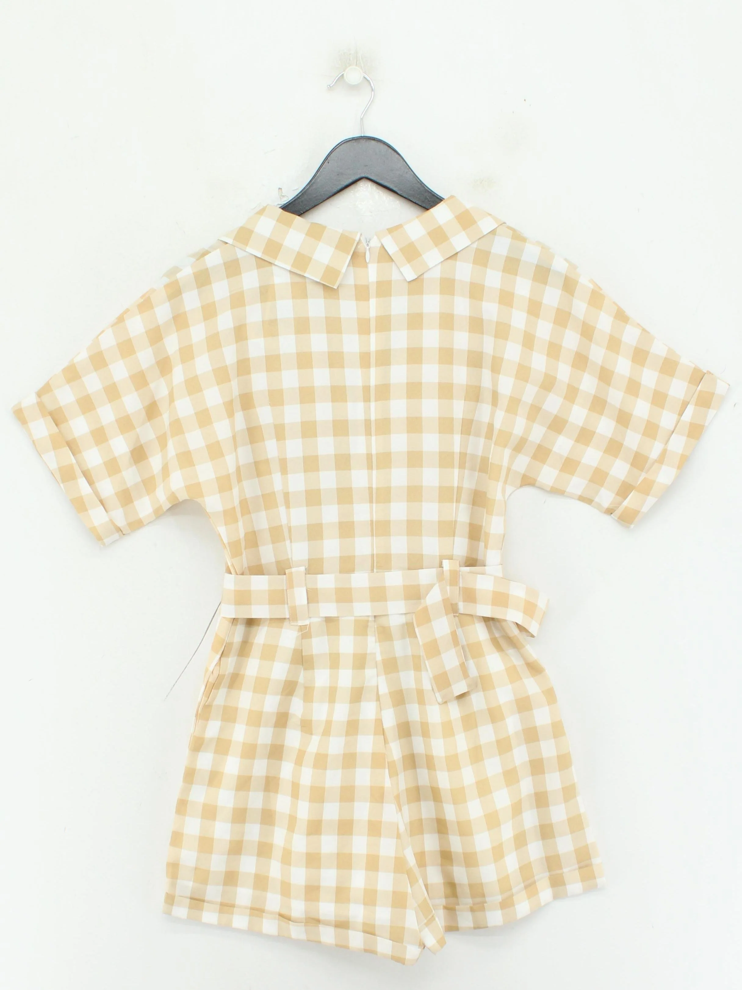 Simplee Women's Playsuit S Cream Checkered 100% Other Playsuit - Image 2