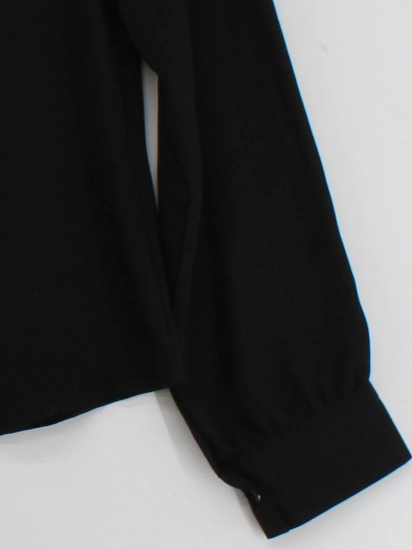 Sister Jane Women's Shirt S Black 100% Polyester Long Sleeve Collared Basic - Image 4