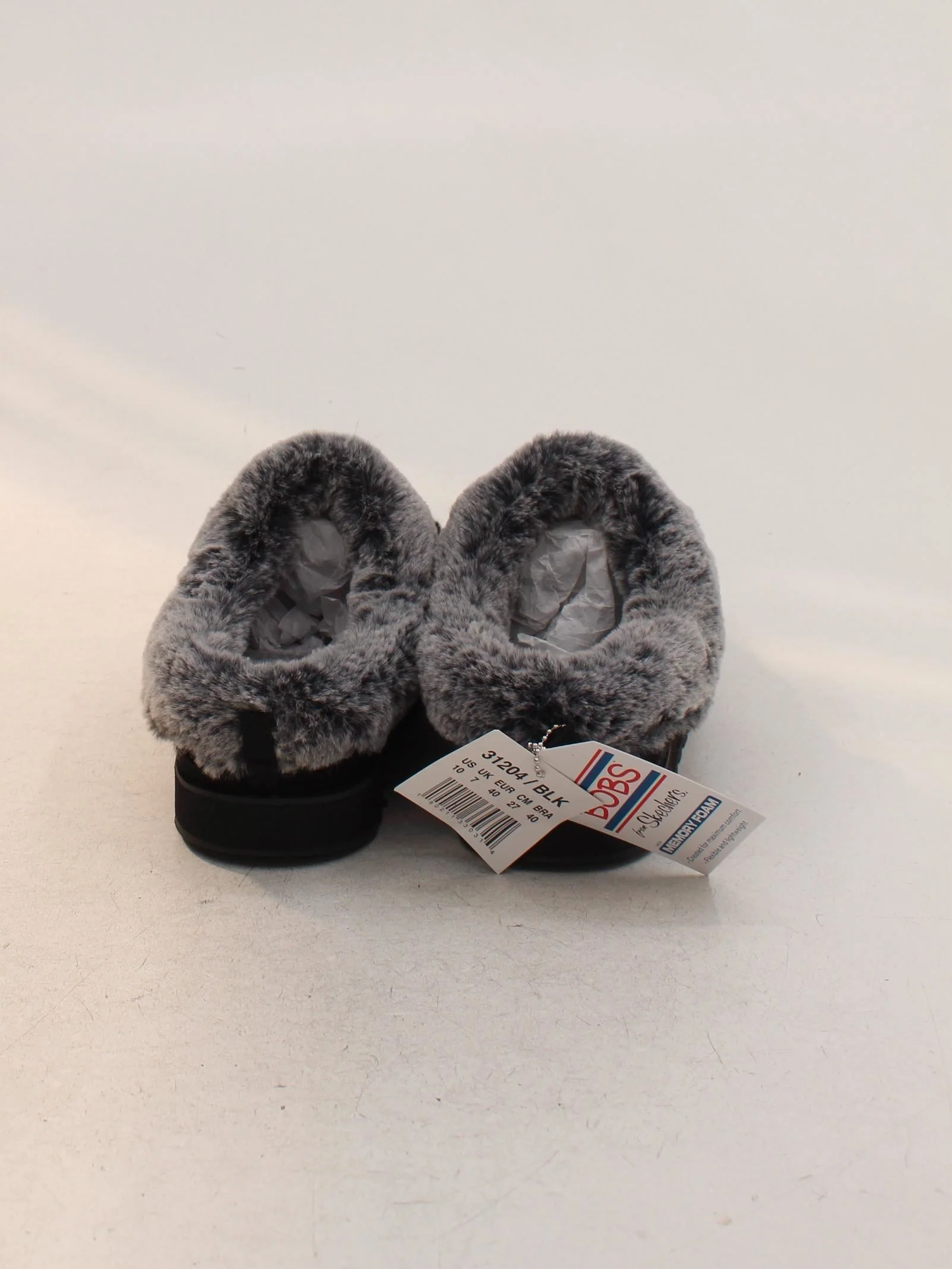 Skechers Women's Flat Shoes UK 7 Black Other with Faux Fur Slider - Image 3