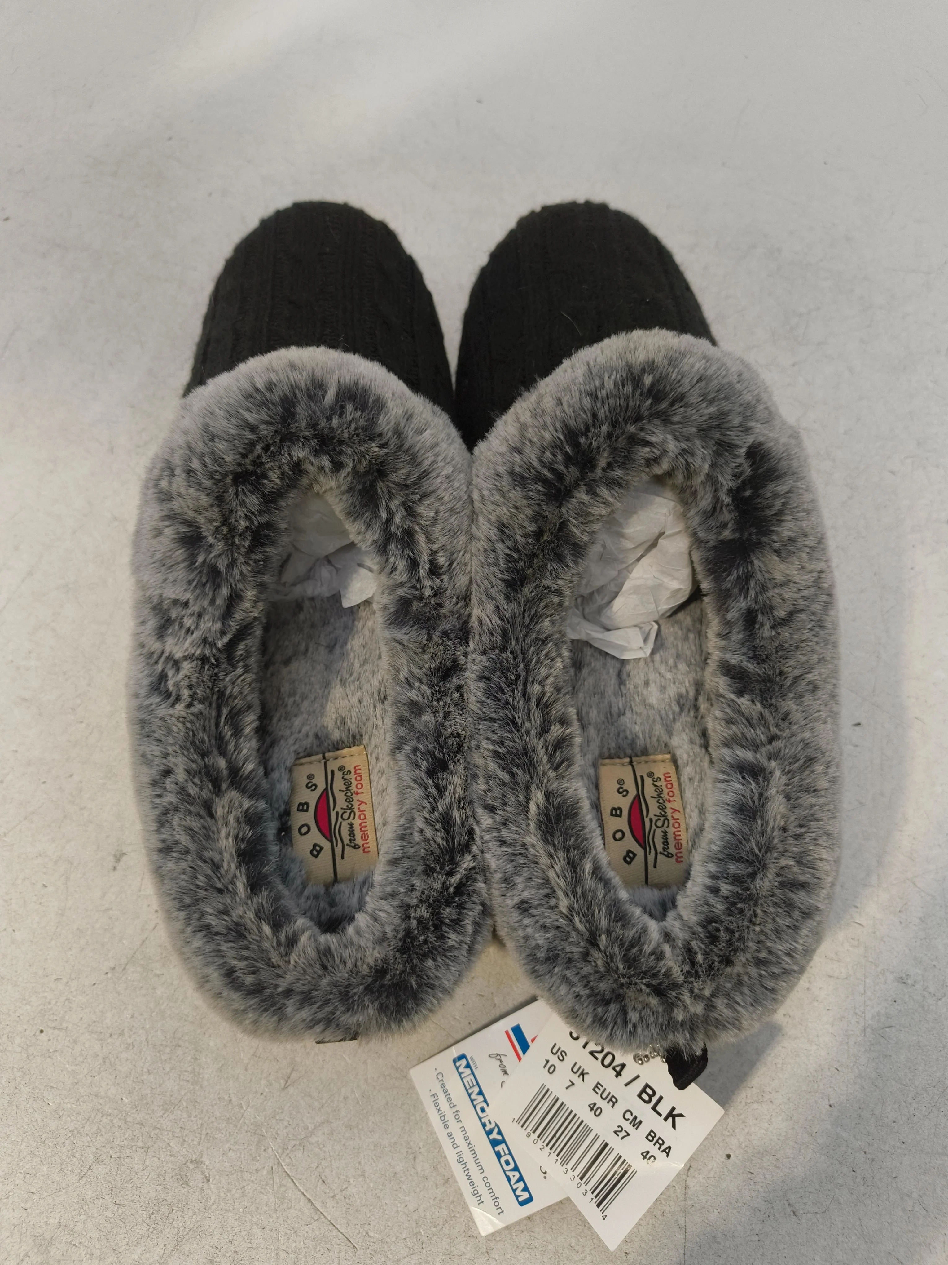 Skechers Women's Flat Shoes UK 7 Black Other with Faux Fur Slider - Image 6