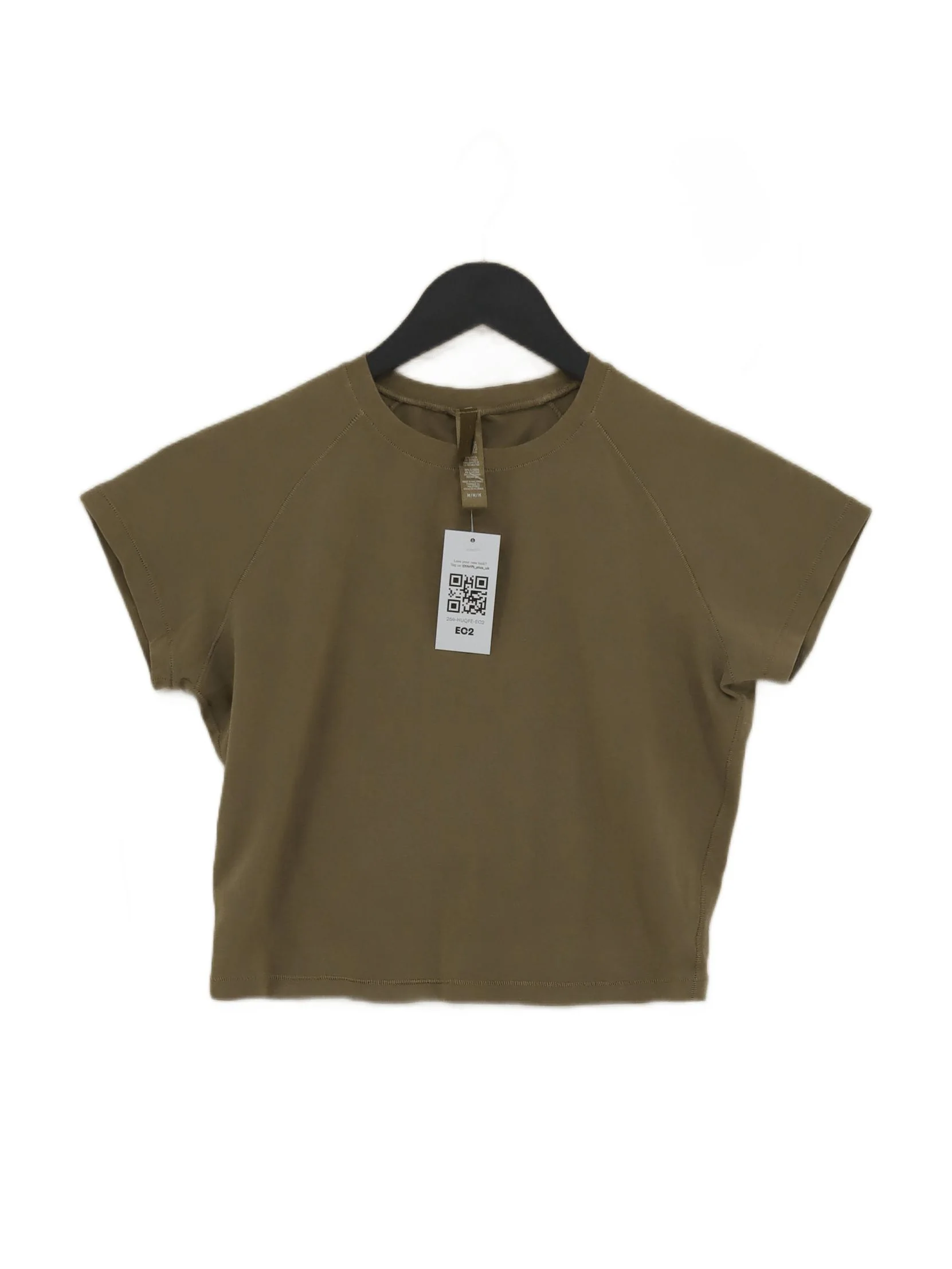 Skims Women's T-Shirt M Green Cotton with Elastane Short Sleeve Round Neck Basic