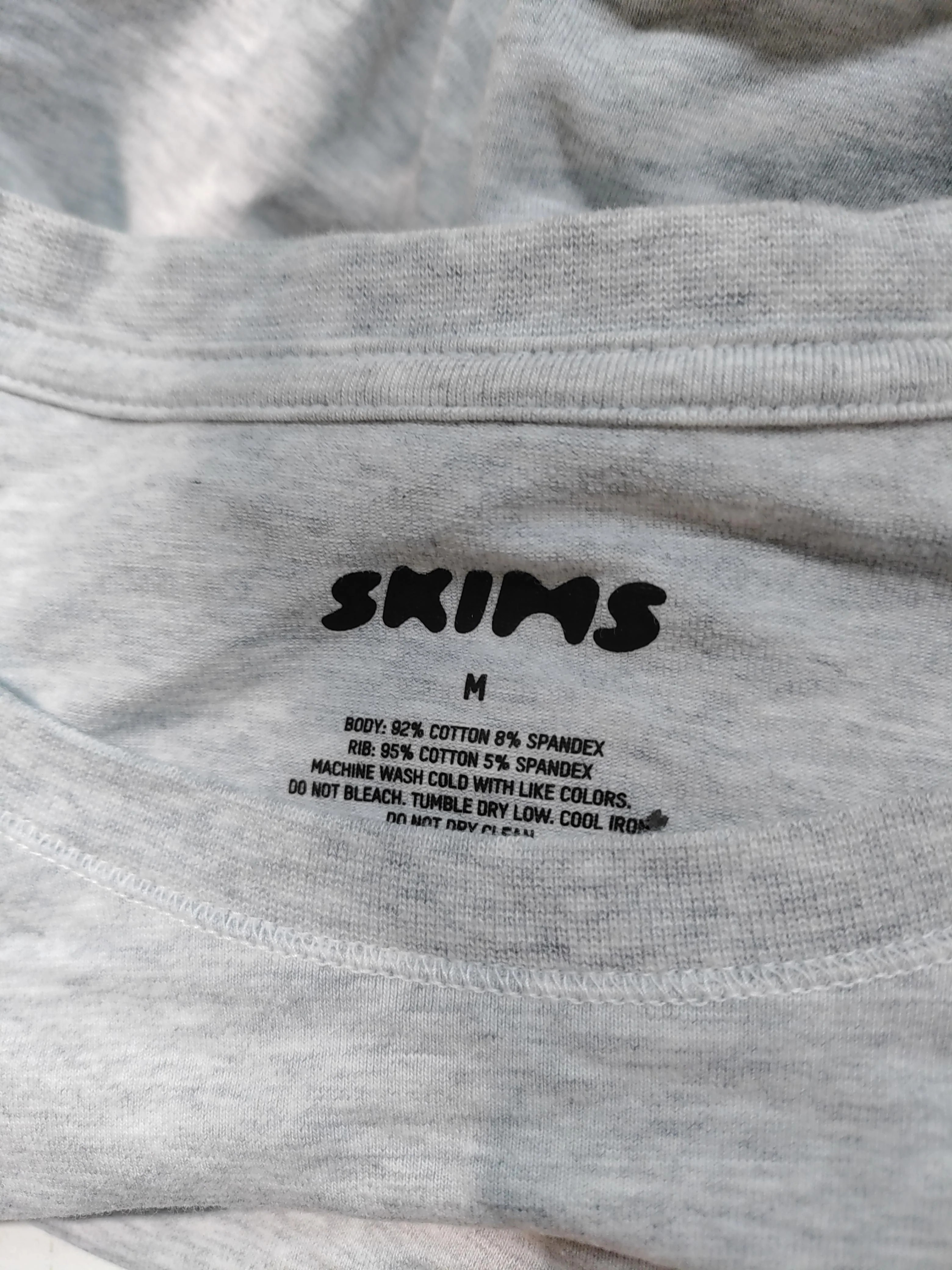 Skims Women's T-Shirt M Grey Cotton with Spandex Short Sleeve Round Neck Basic - Image 5