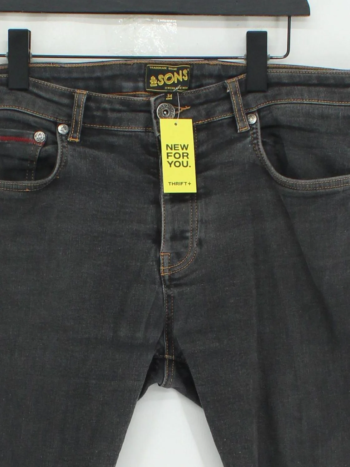& Sons Men's Jeans W 34 in Grey Cotton with Elastane Skinny - Image 3