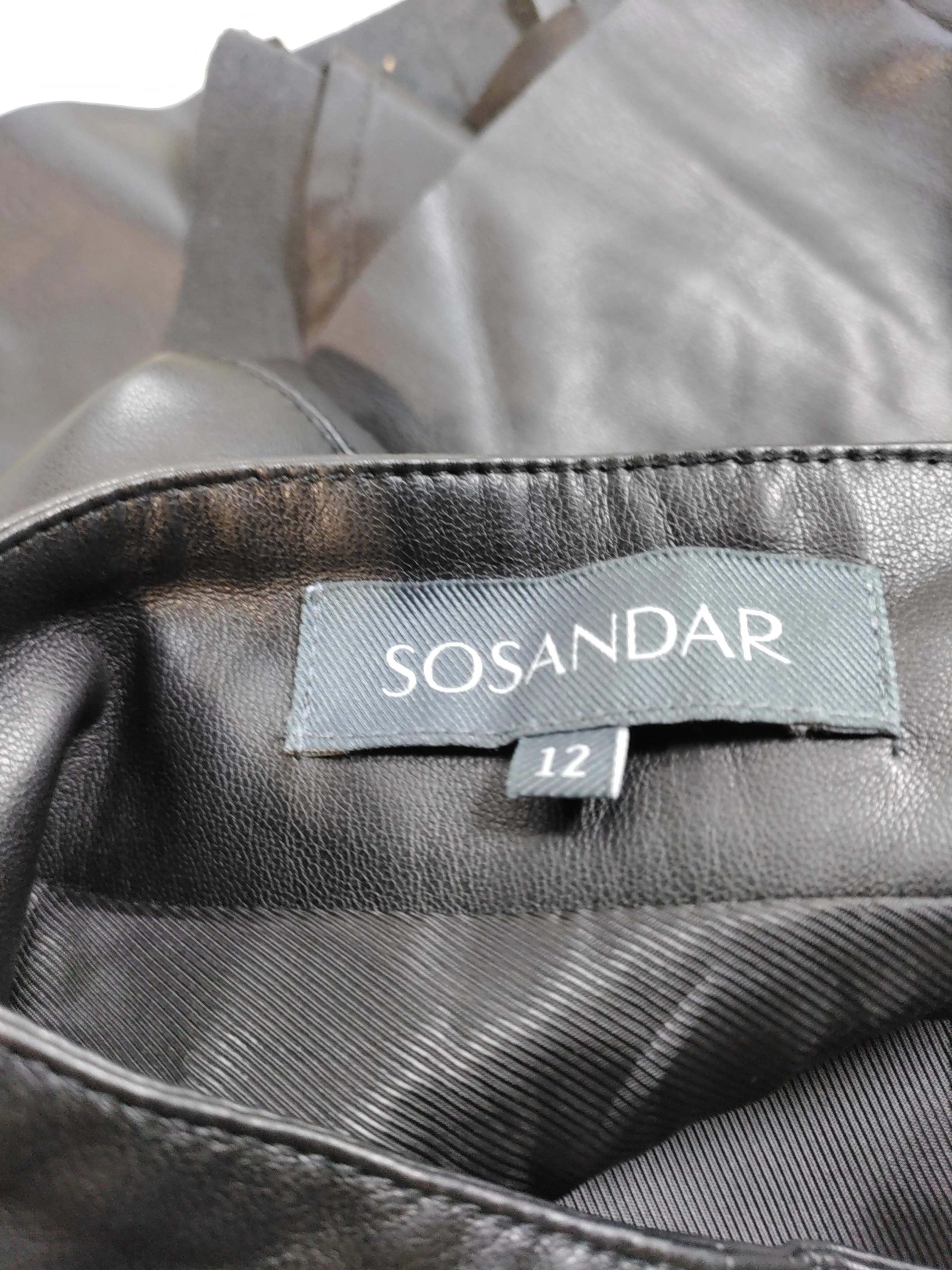 Sosandar Women's Midi Skirt UK 12 Black Faux Leather with Polyester Midi A-Line - Image 5