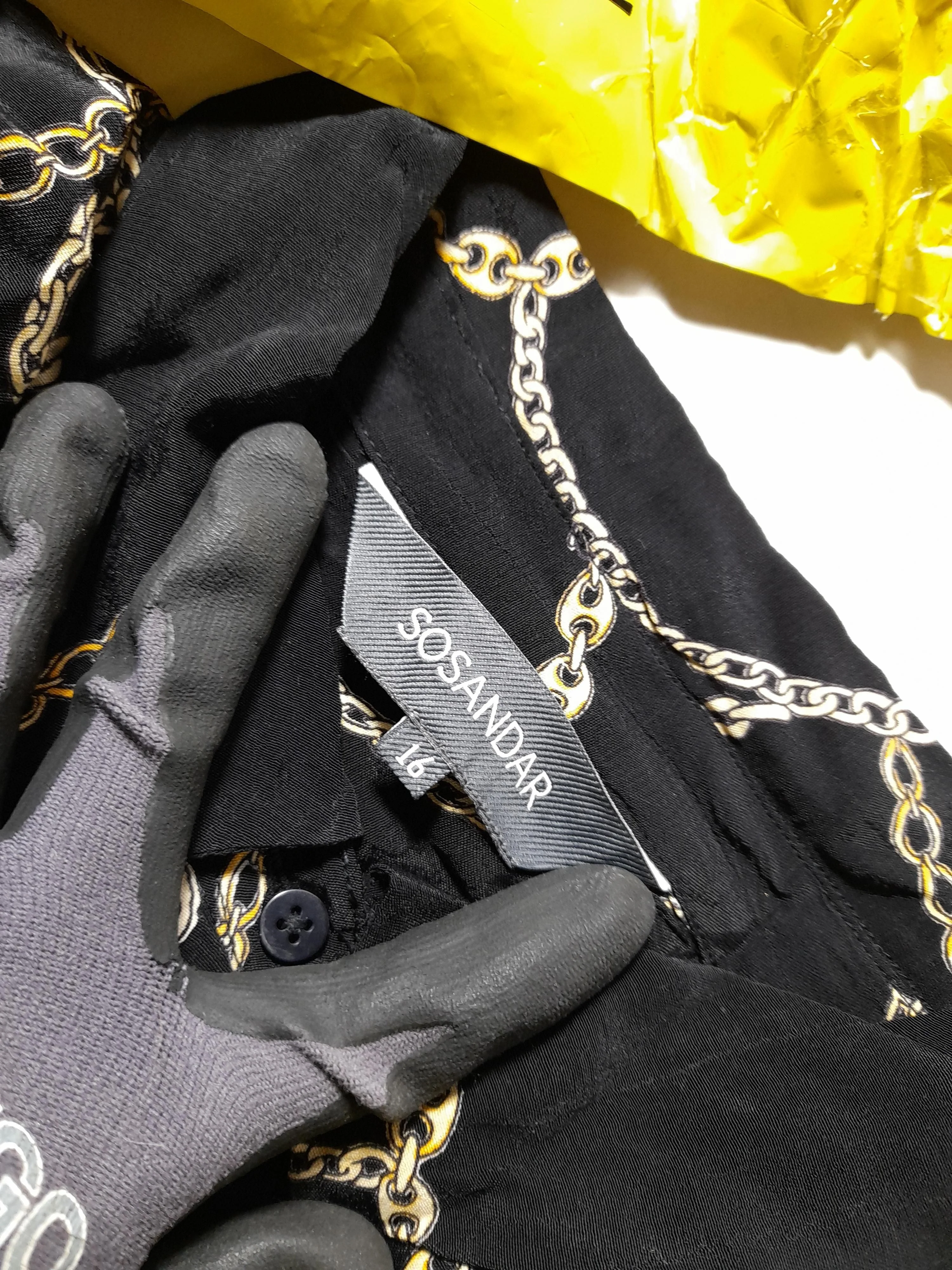 Sosandar Women's Shirt UK 16 Black 100% Viscose Short Sleeve Collared Basic - Image 5