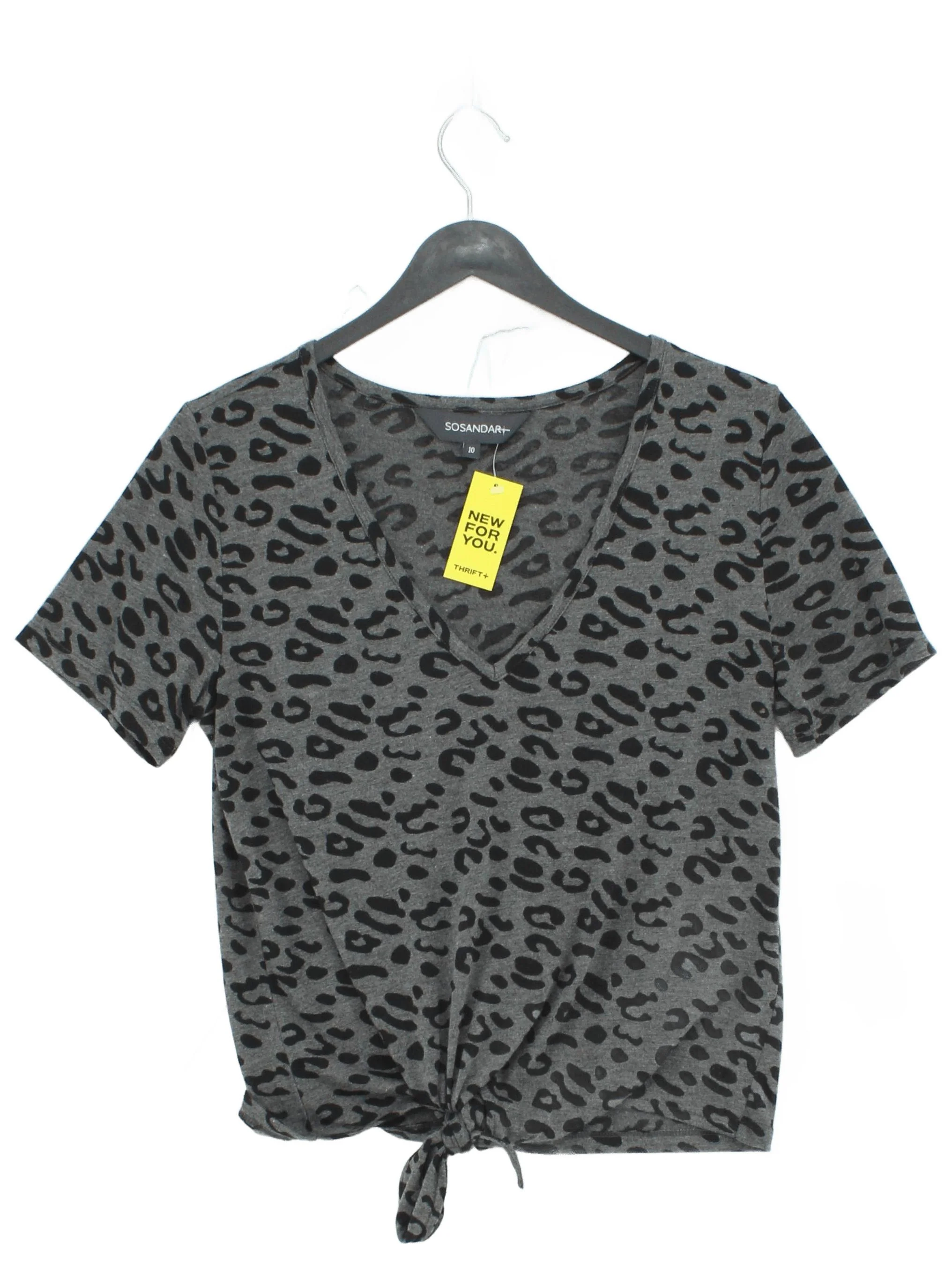 Sosandar Women's T-Shirt UK 10 Grey Polyester with Viscose Basic