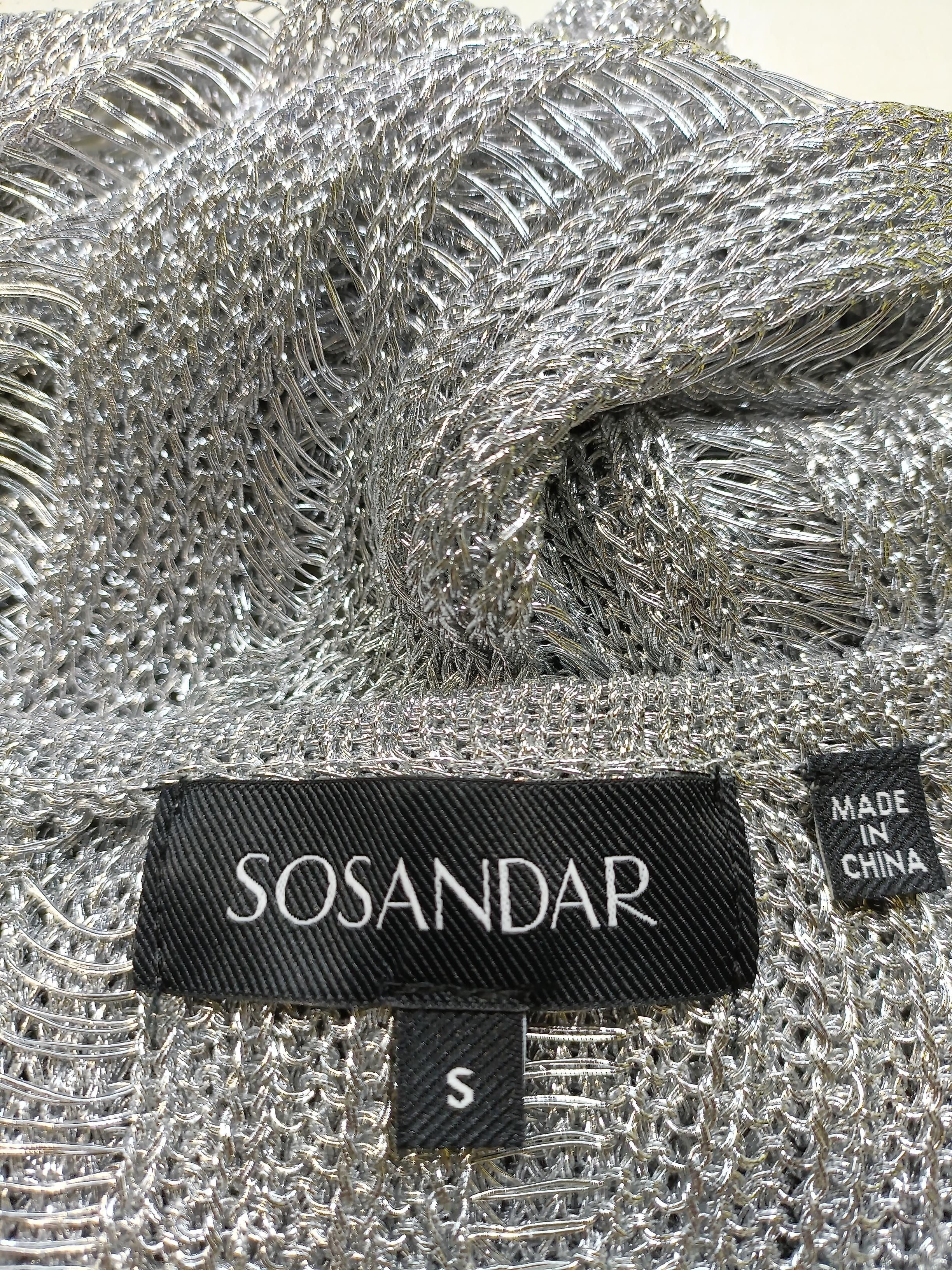 Sosandar Women's Top S Silver Viscose with Other Long Sleeve Round Neck Basic - Image 5