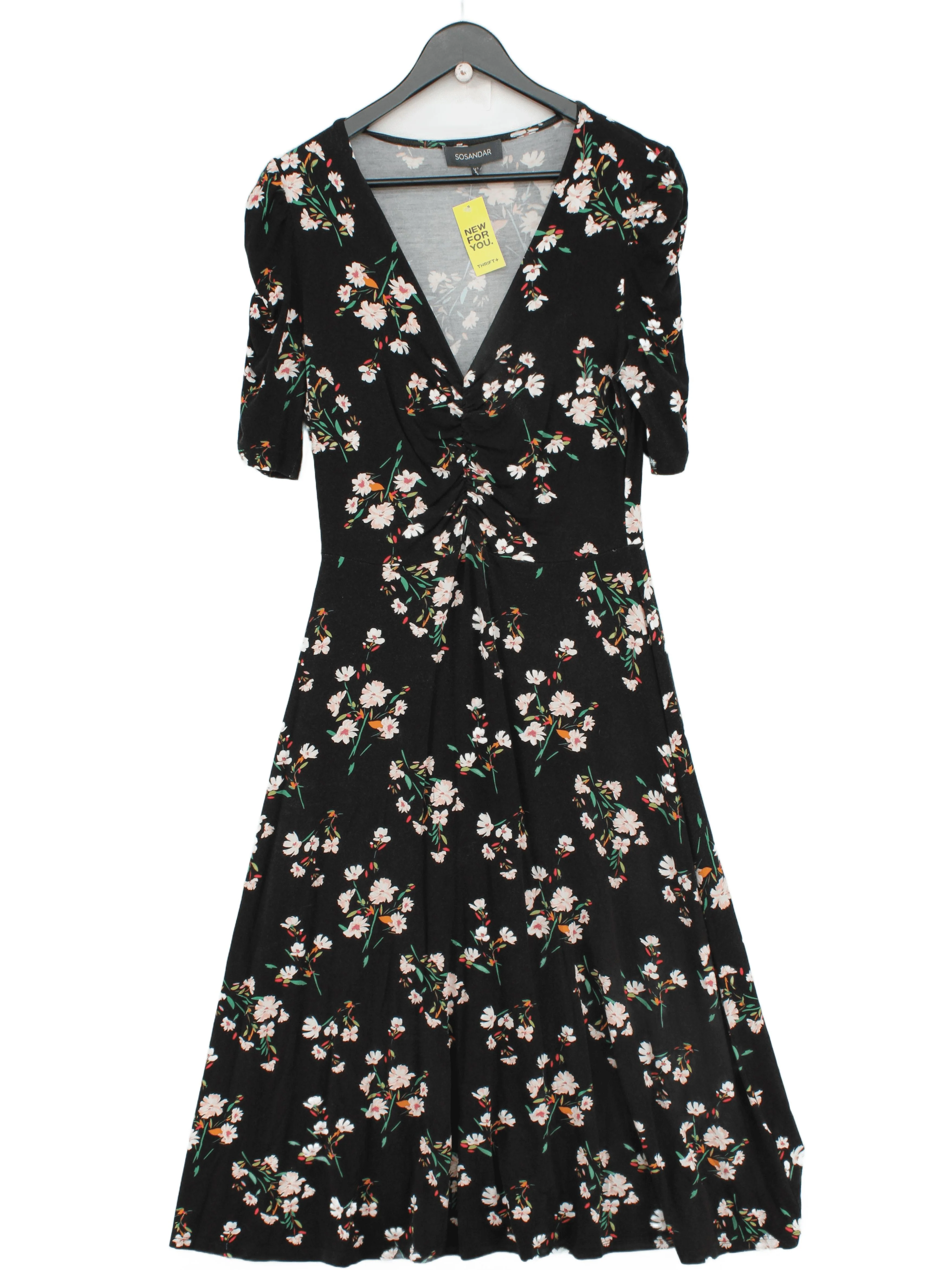 Sosandar Wrap Midi Dress UK12 in Black