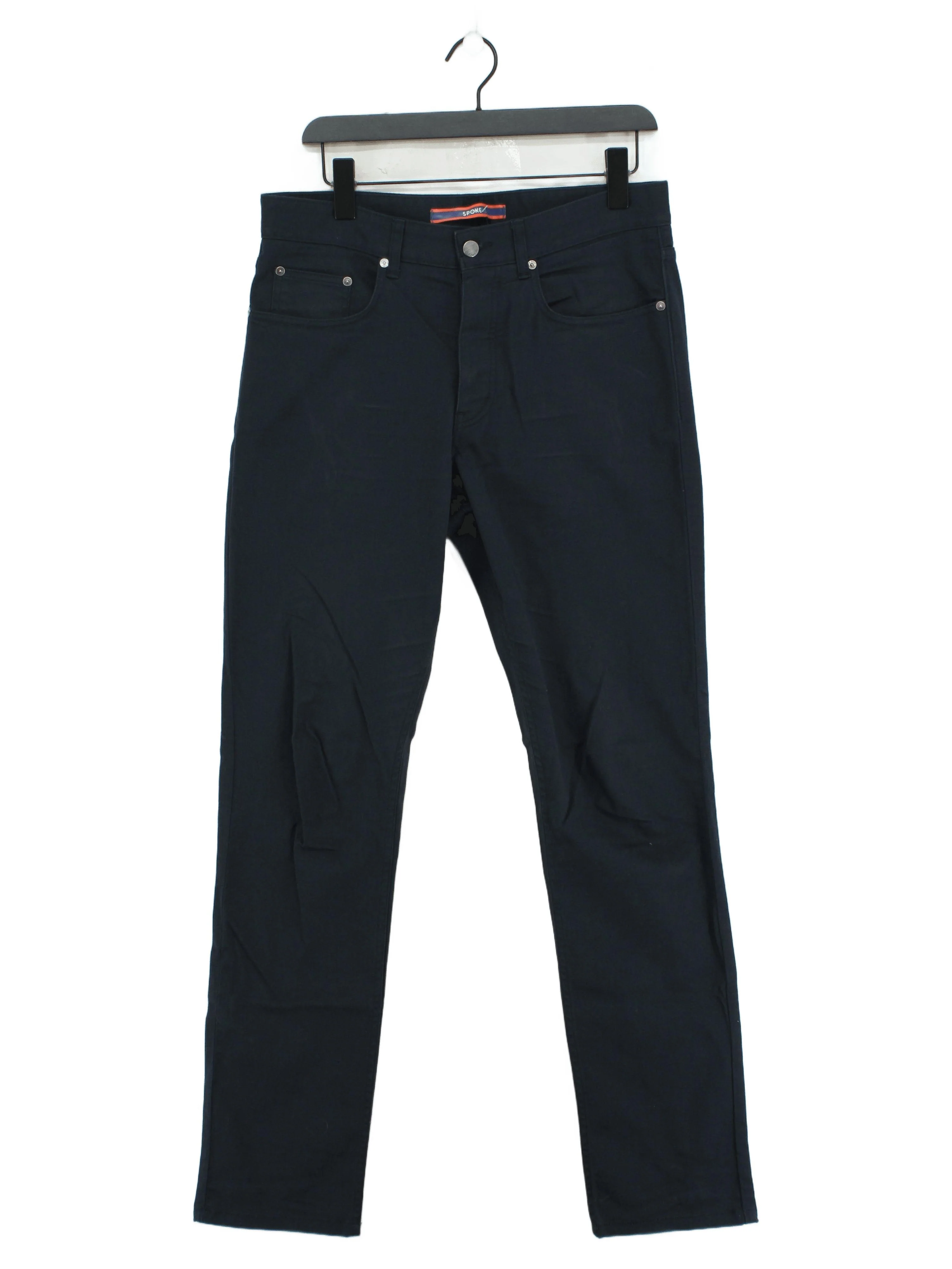 Spoke Men's Trousers W 32 in Blue Cotton with Elastane Straight Chino