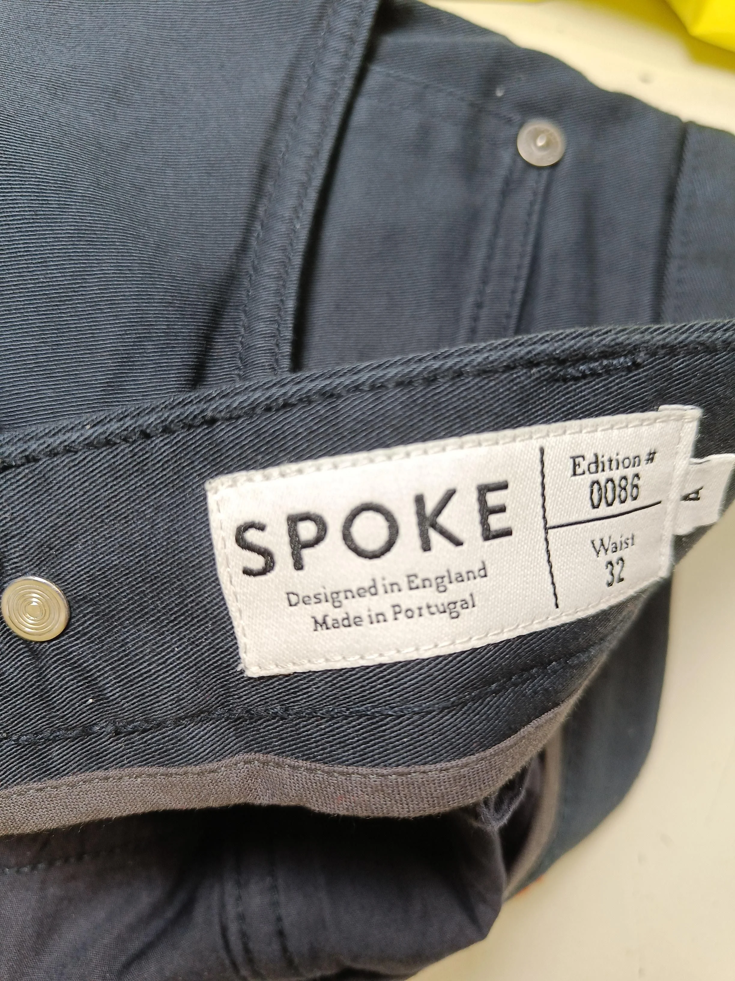 Spoke Men's Trousers W 32 in Blue Cotton with Elastane Straight Chino - Image 7