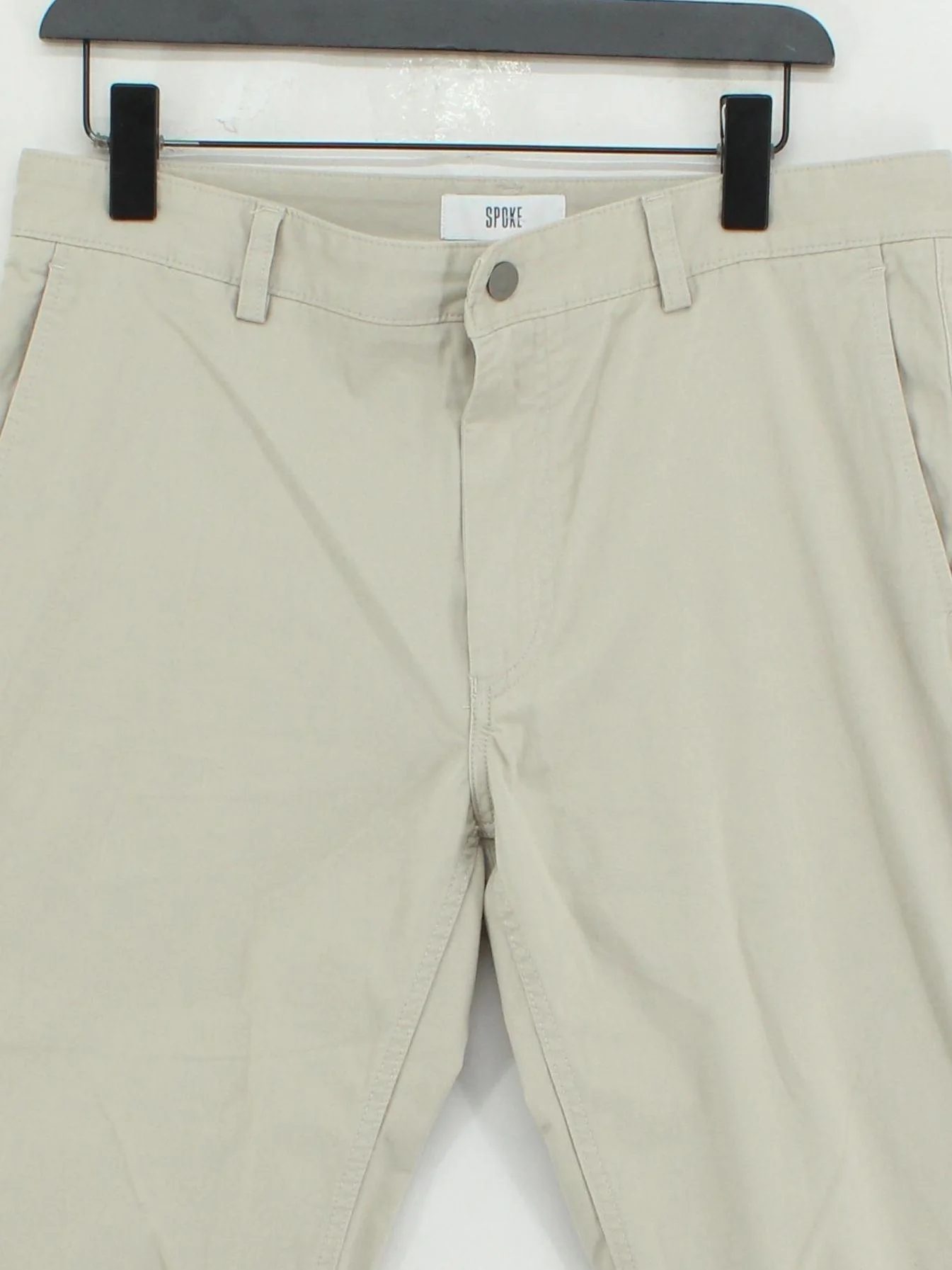 Spoke Men's Trousers W 33 in Cream Cotton with Elastane Straight Chino - Image 3