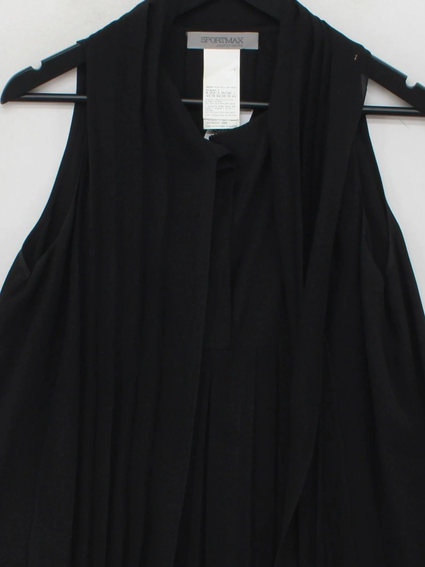 Sportmax Women's Top M Black 100% Silk Sleeveless High Neck Basic - Image 3