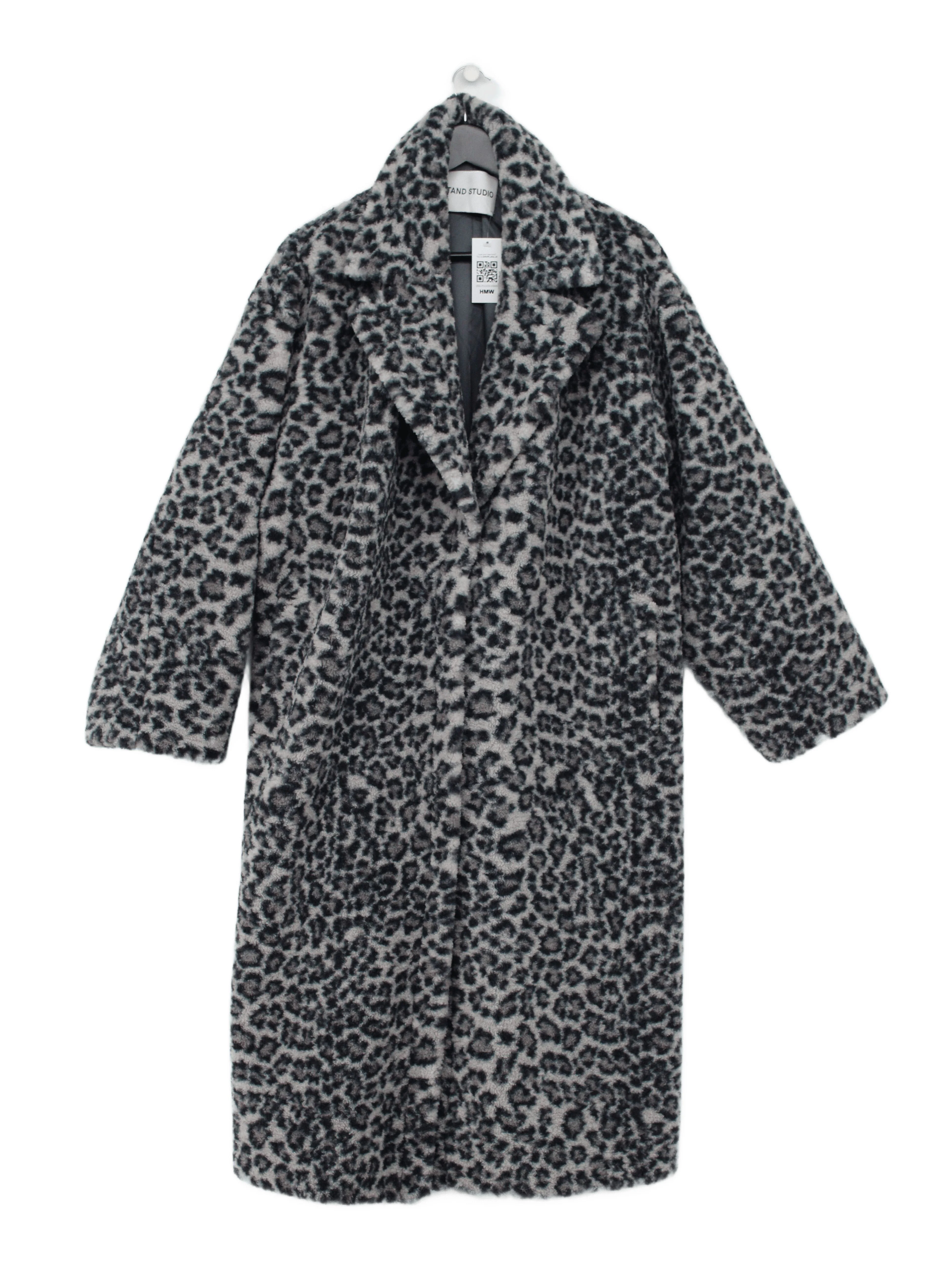 Stand Studio Women's Coat M Grey Animal Print 100% Polyester Overcoat