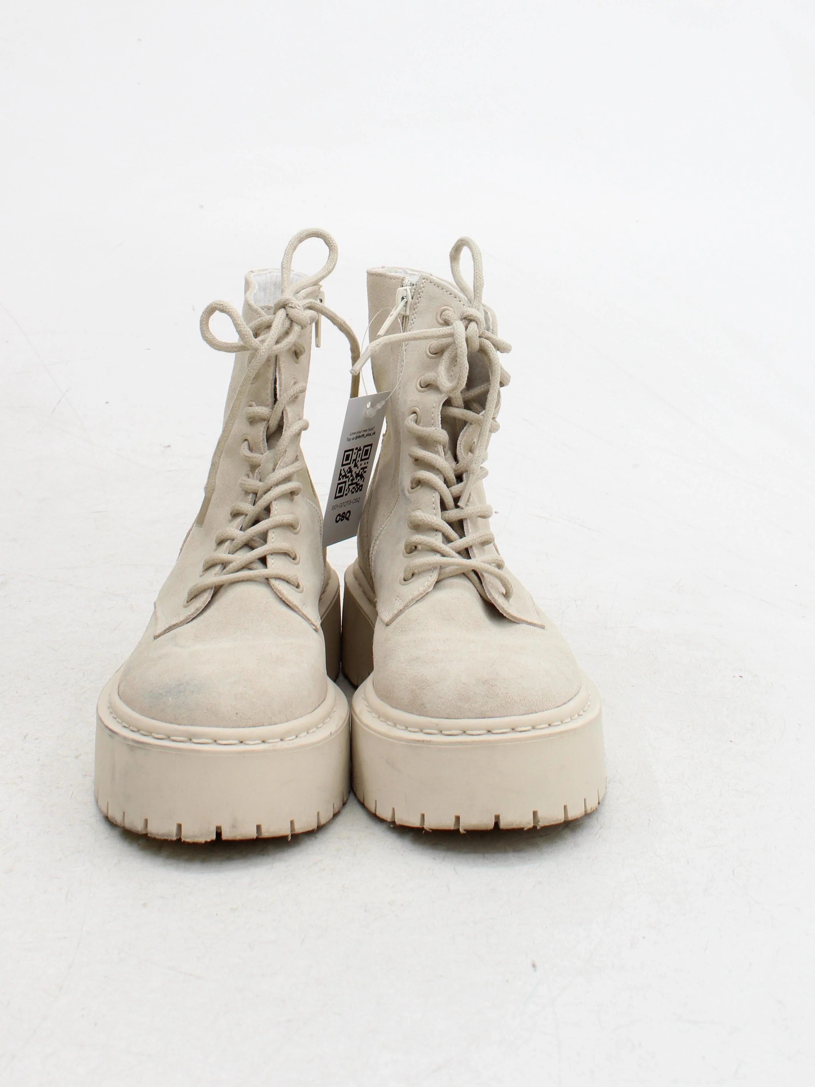 Steve Madden Women's Boots UK 4 Cream 100% Leather Combat - Image 2