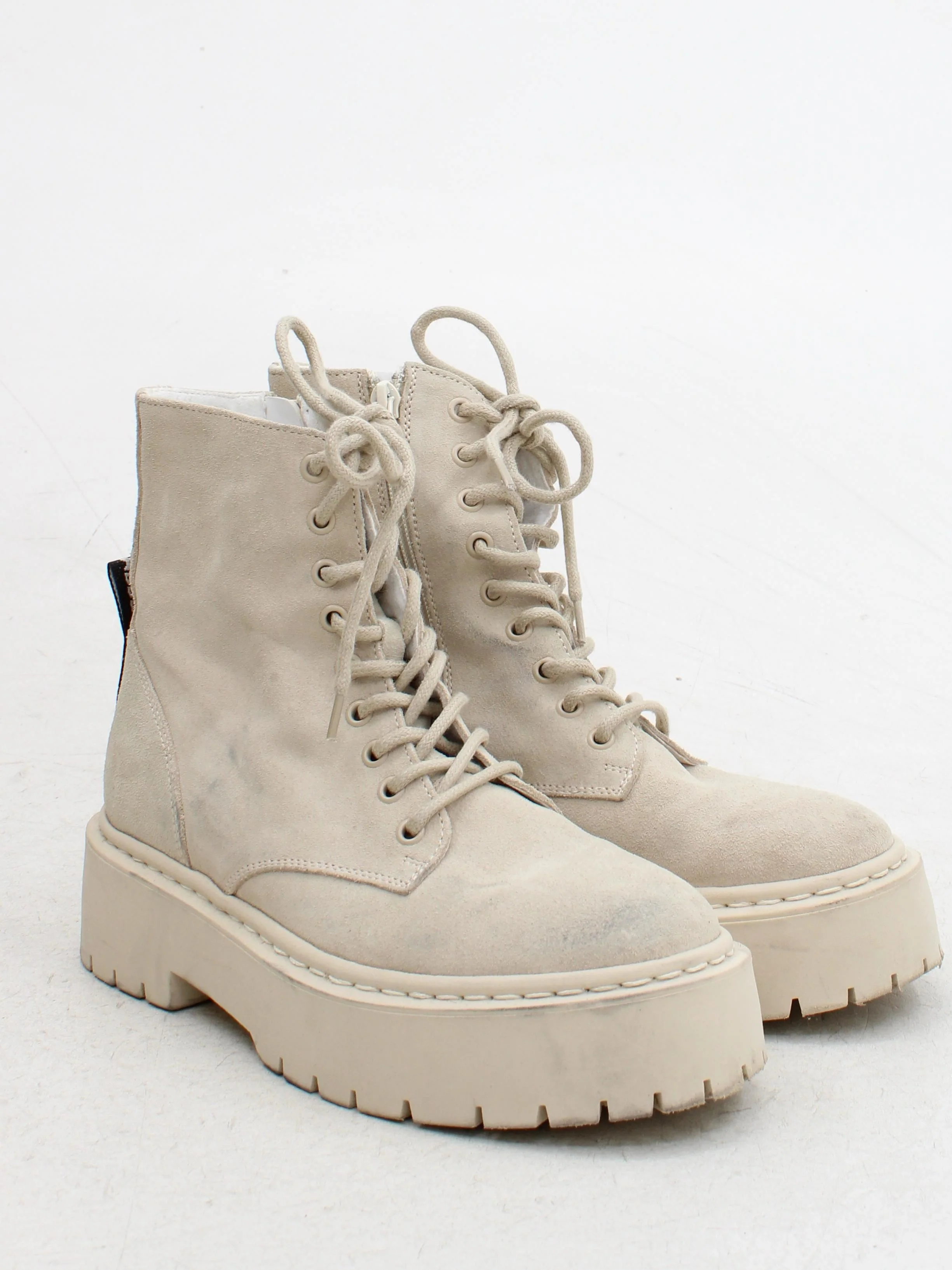 Steve Madden Women's Boots UK 4 Cream 100% Leather Combat - Image 4