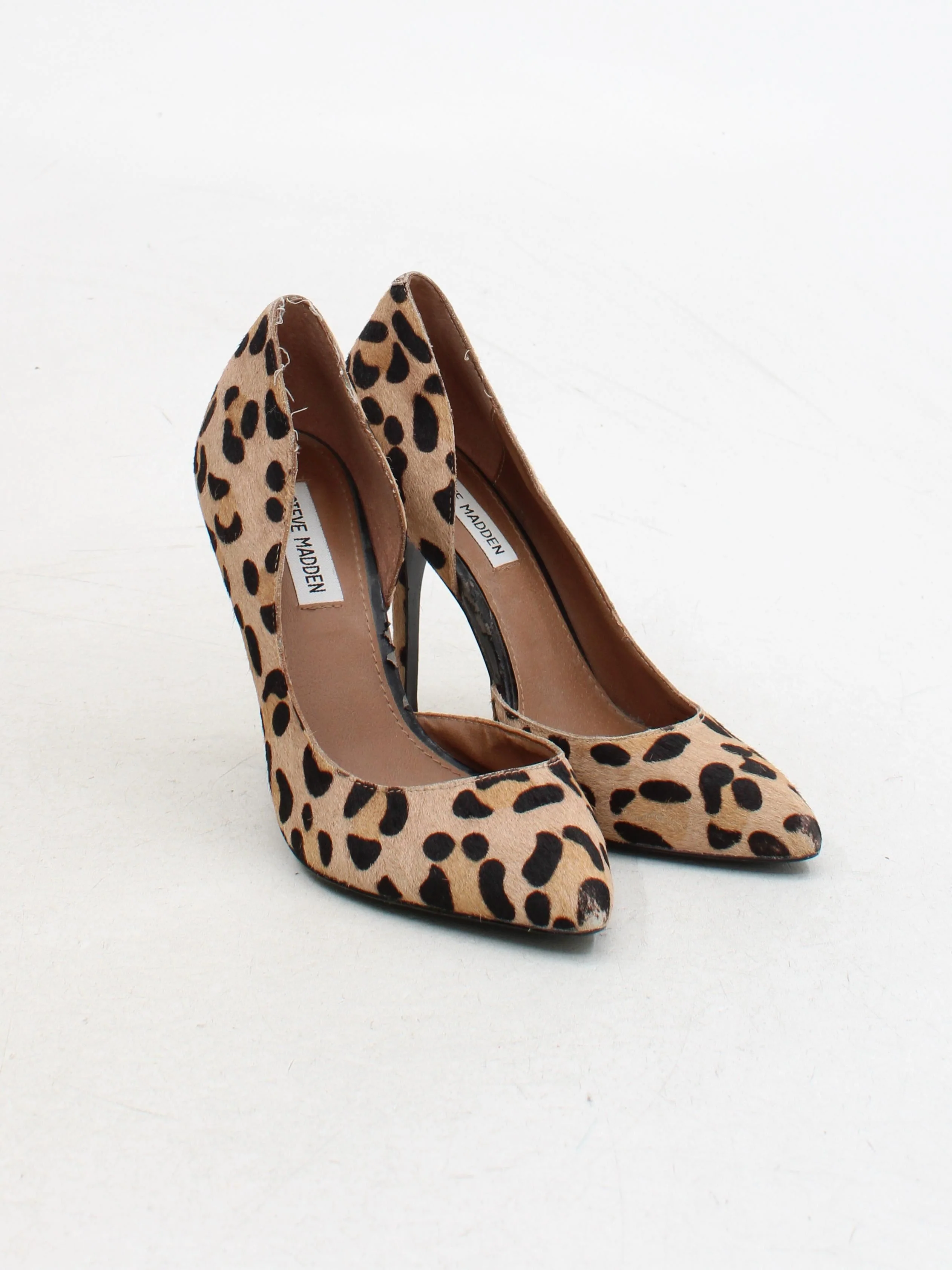 Steve Madden Women's Heels UK 5 Tan Animal Print 100% Animal Fur Court - Image 4