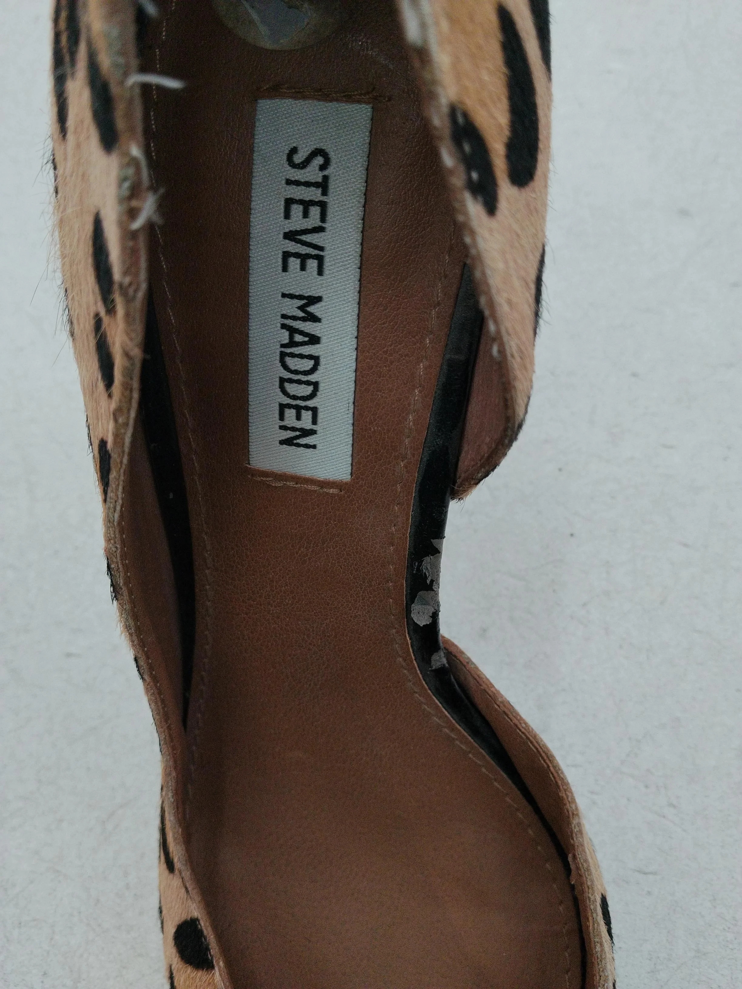 Steve Madden Women's Heels UK 5 Tan Animal Print 100% Animal Fur Court - Image 6