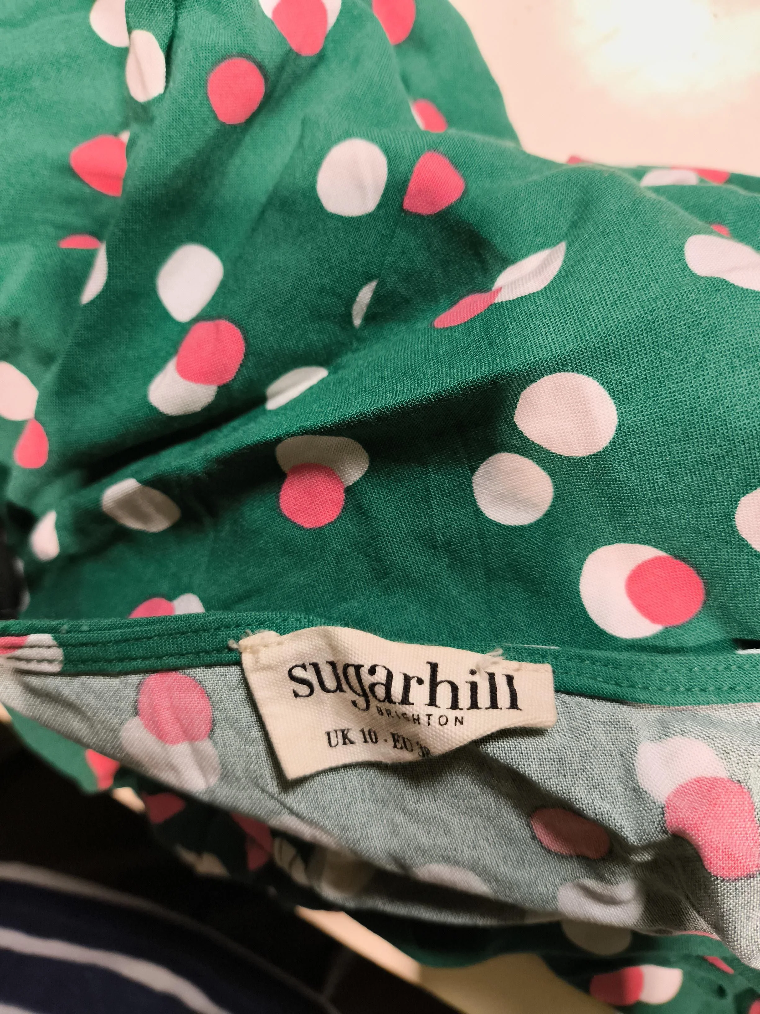 Sugarhill Women's Jumpsuit UK 10 Green Polkadot 100% Viscose Wide-Leg Jumpsuit - Image 5