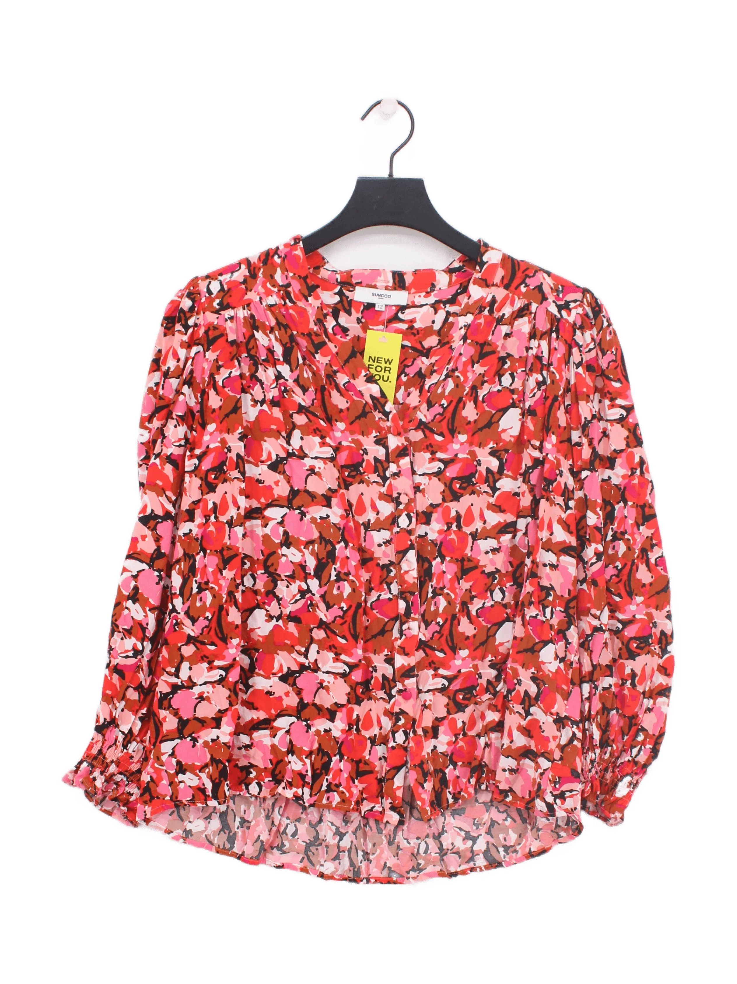 Suncoo Women's Blouse M Multi Floral 100% Viscose Long Sleeve V-Neck Basic