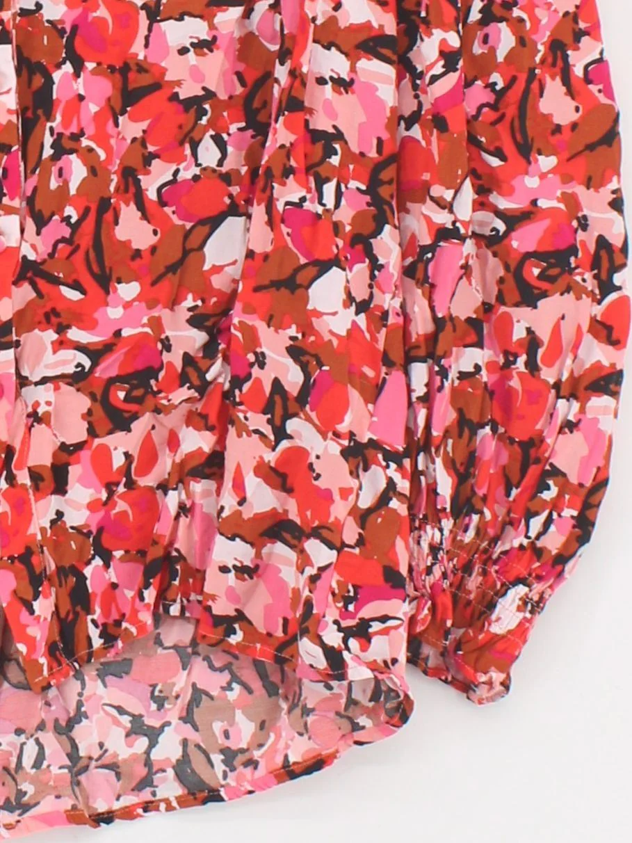 Suncoo Women's Blouse M Multi Floral 100% Viscose Long Sleeve V-Neck Basic - Image 4